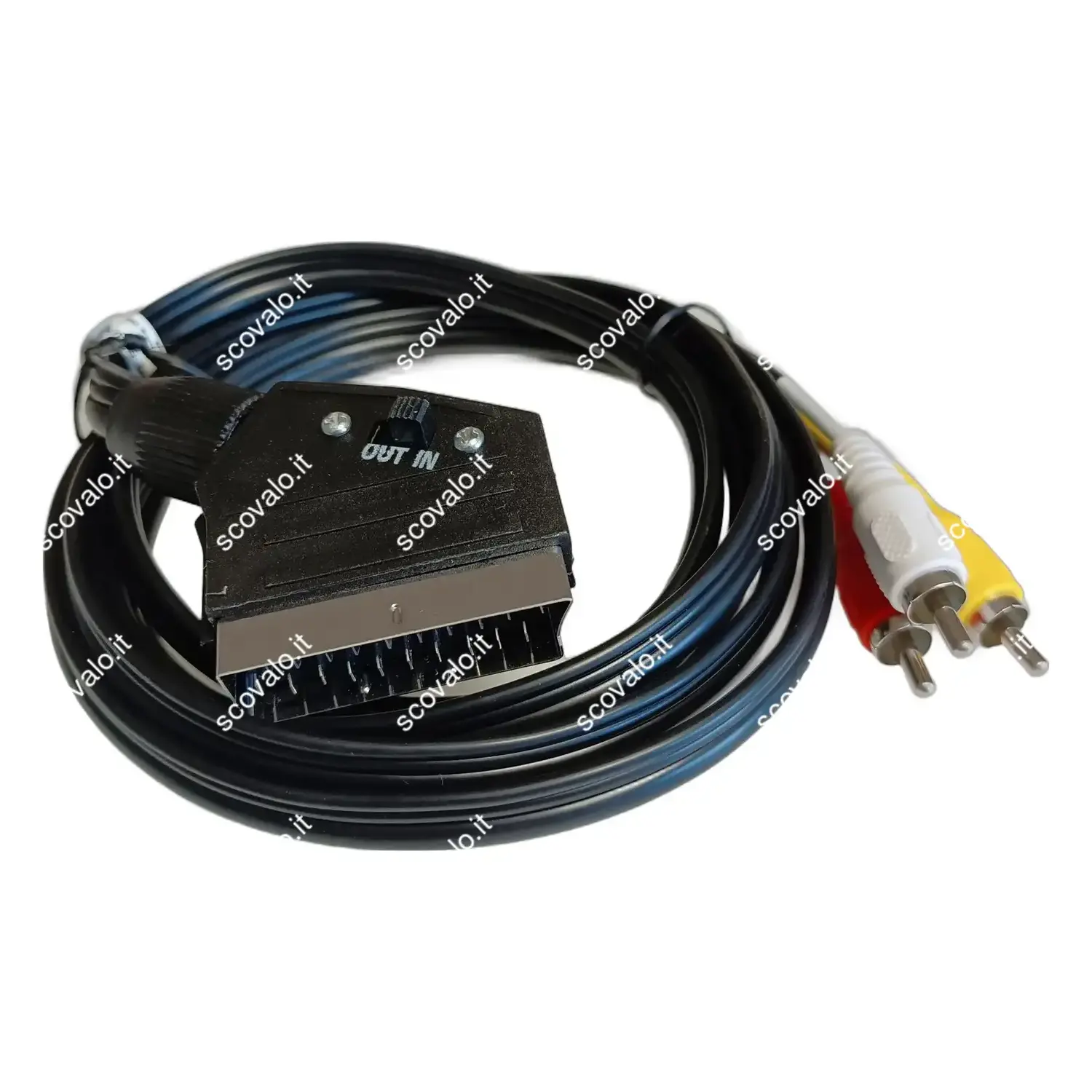 immagine cavo adattatore da scart a video audio composito rca in-out 2 mt