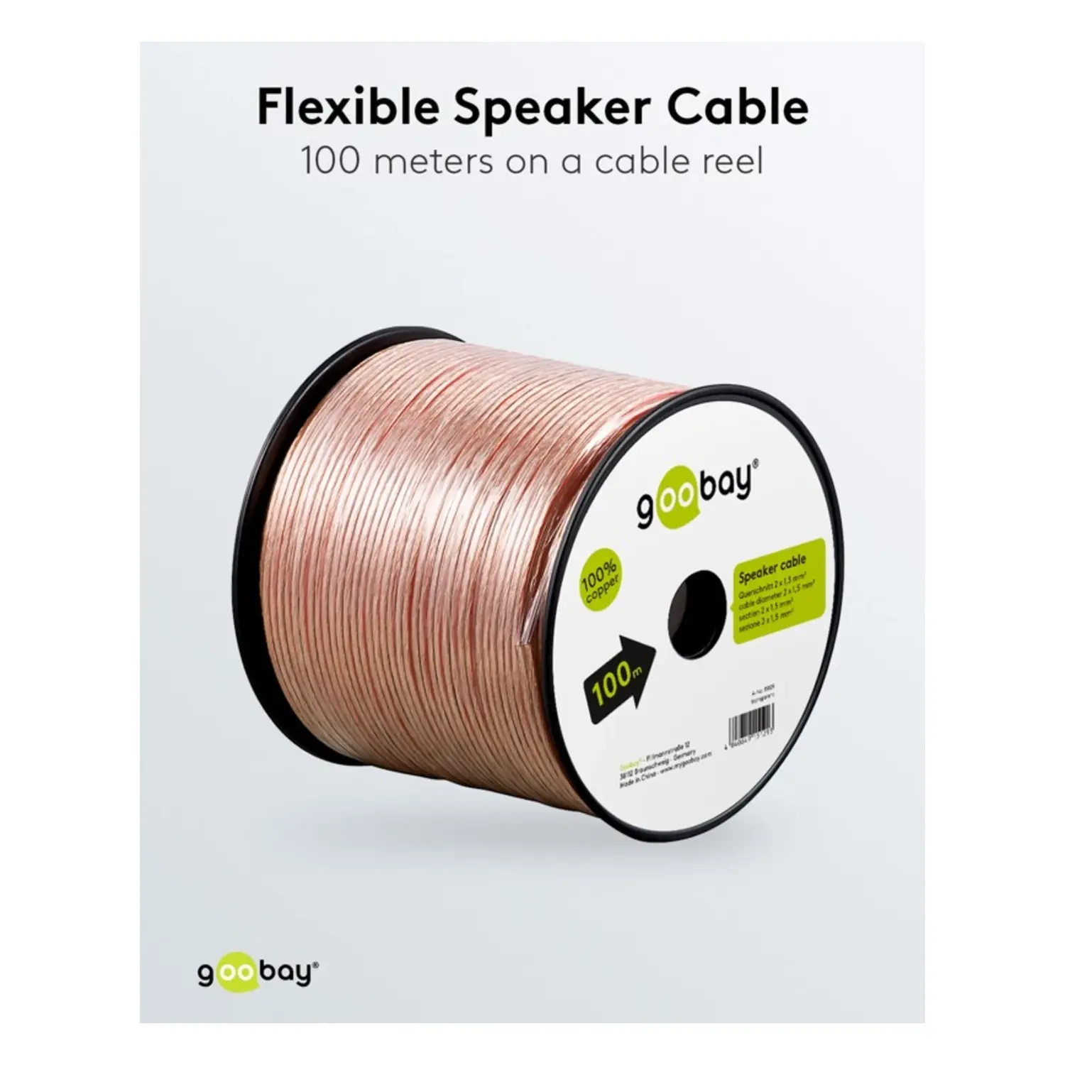immagine Cavo Altoparlante 2x1.5mm² Rame OFC Trasparente 100mt Hi-Fi Audio