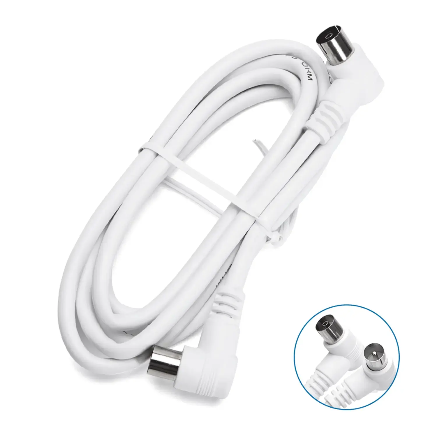immagine del prodotto Cavo antenna tv televisore maschio femmina piatto salvaspazio bianco 1,5 mt