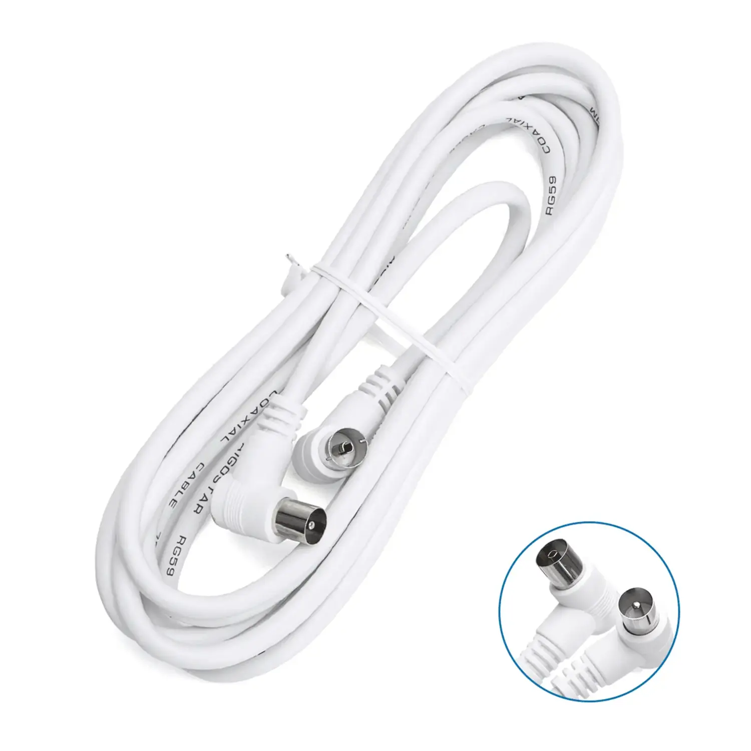 immagine del prodotto Cavo antenna tv televisore maschio femmina piatto salvaspazio bianco 3 mt