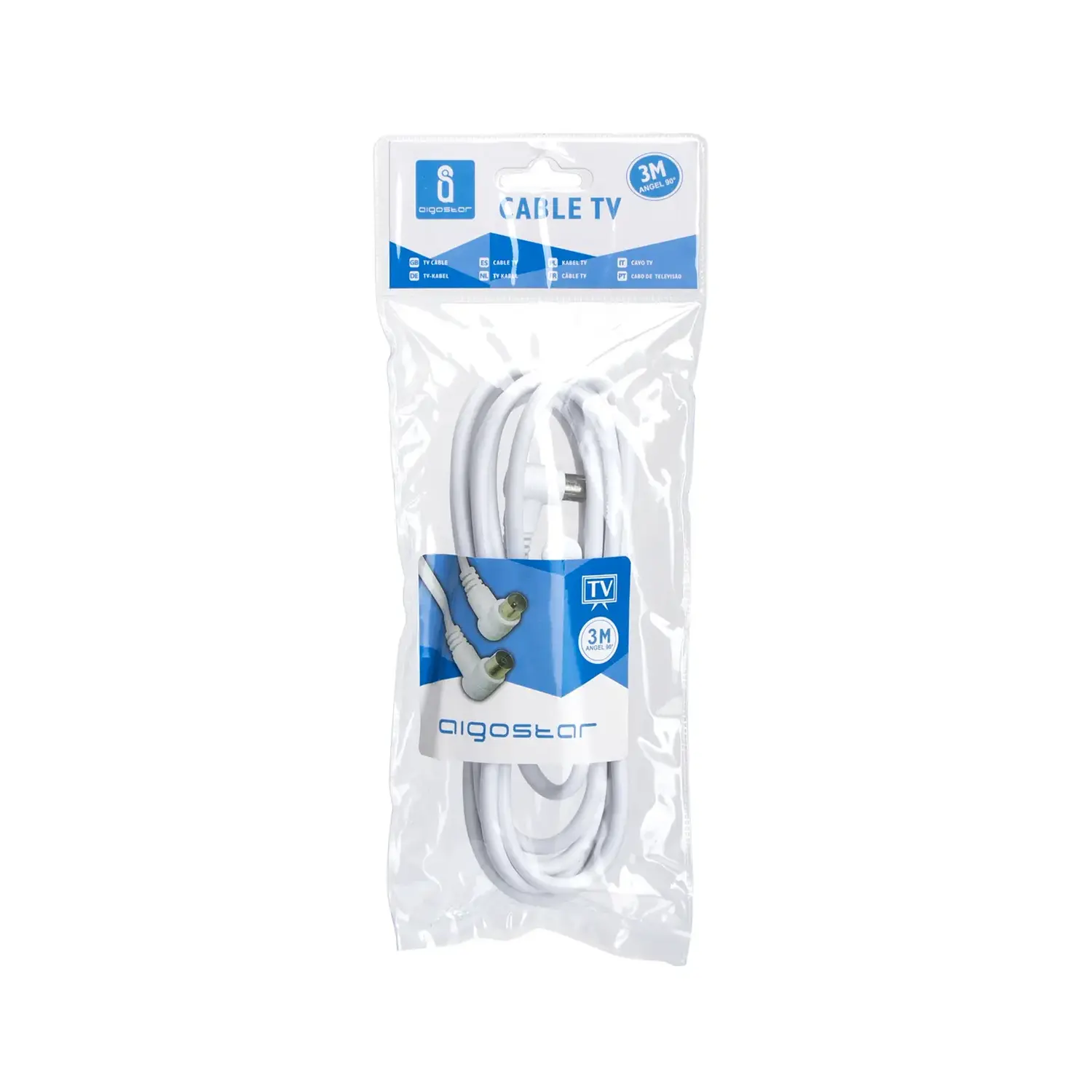 immagine Cavo antenna tv televisore maschio femmina piatto salvaspazio bianco 3 mt