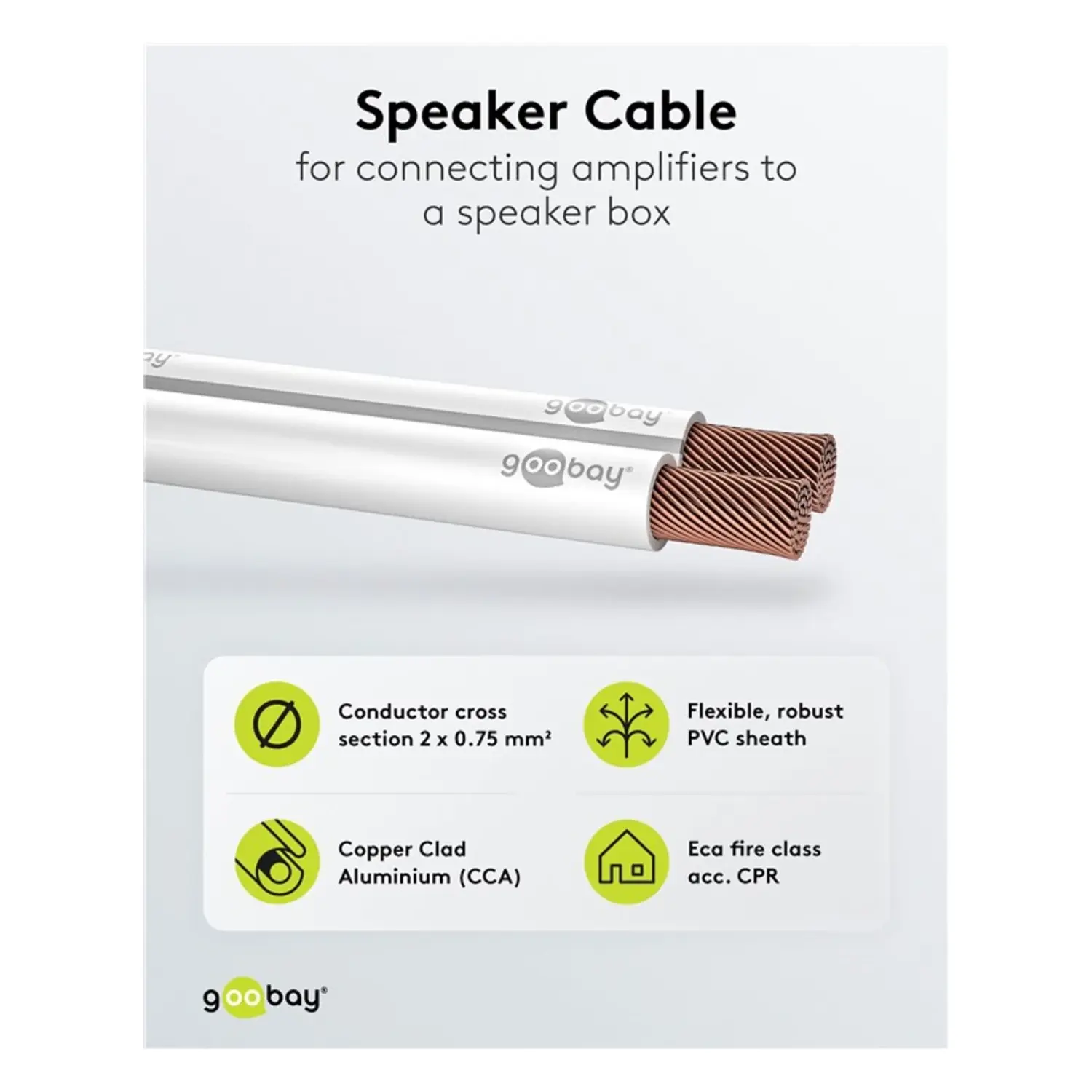 immagine Cavo Altoparlanti 2x0,75 mm² Stereo Bipolare 100m CCA Bianco