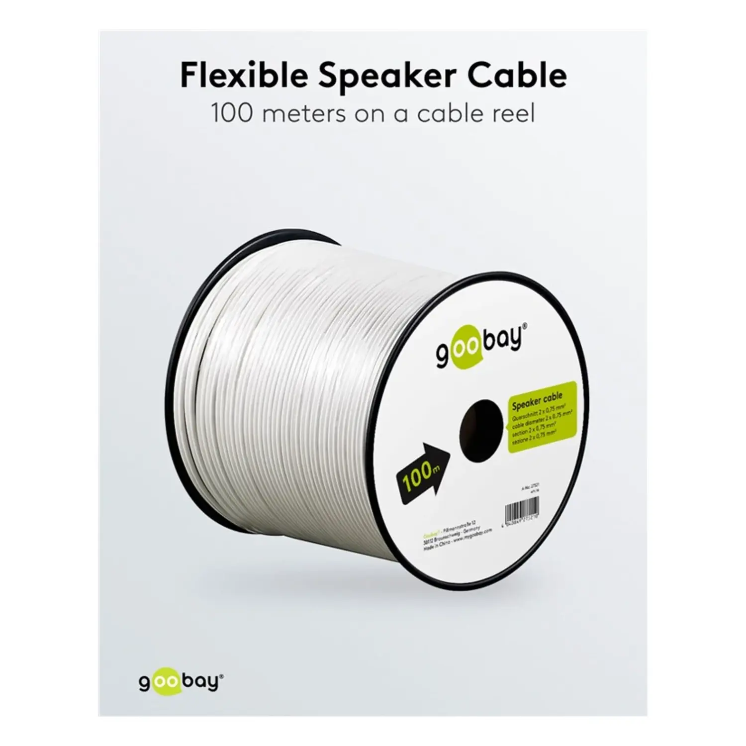 immagine Cavo Altoparlanti 2x0,75 mm² Stereo Bipolare 100m CCA Bianco