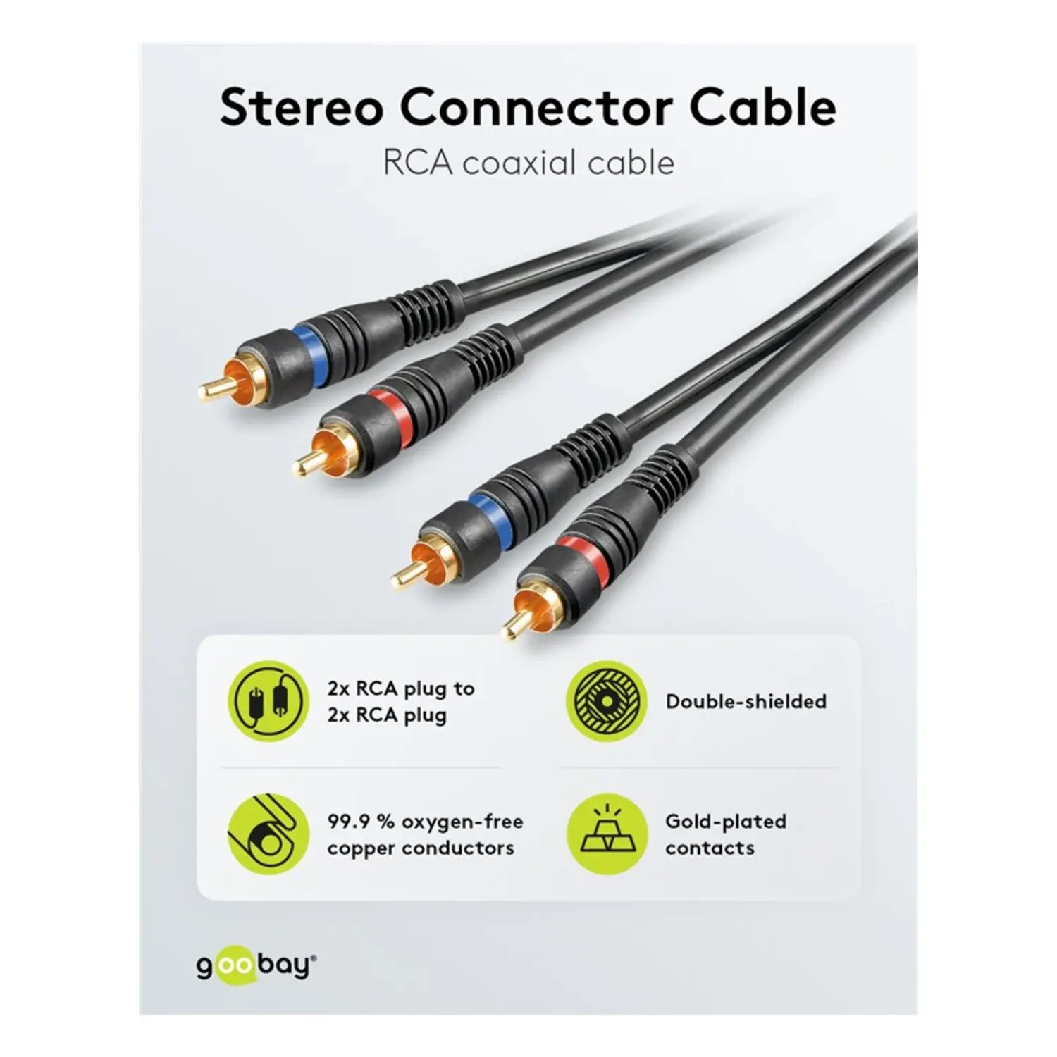 immagine Cavo Audio RCA Professionale 2xRCA Placcato Oro Schermato 20cm