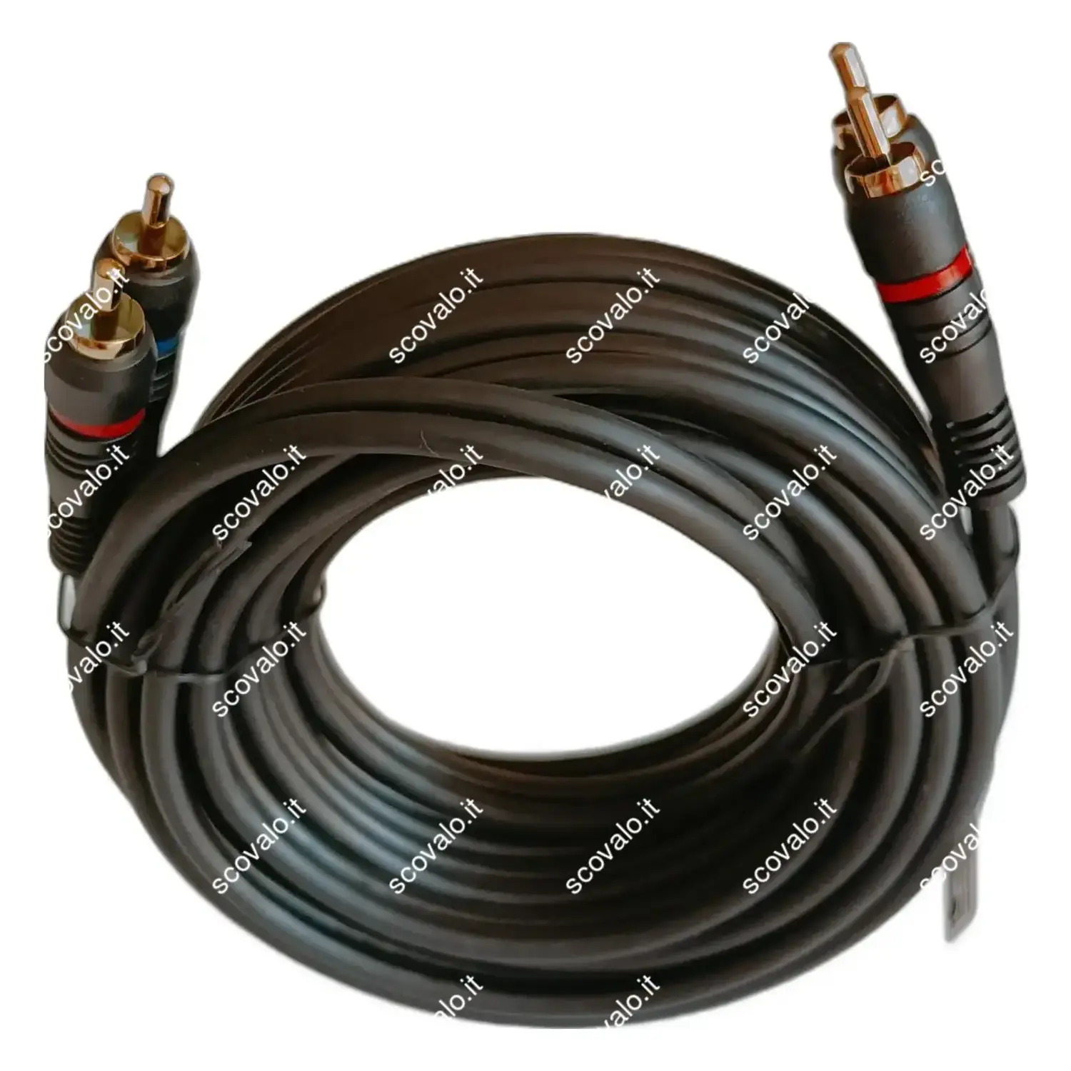 immagine cavo audio rca professionale placcato in oro schermato connettore rca nero 5 mt