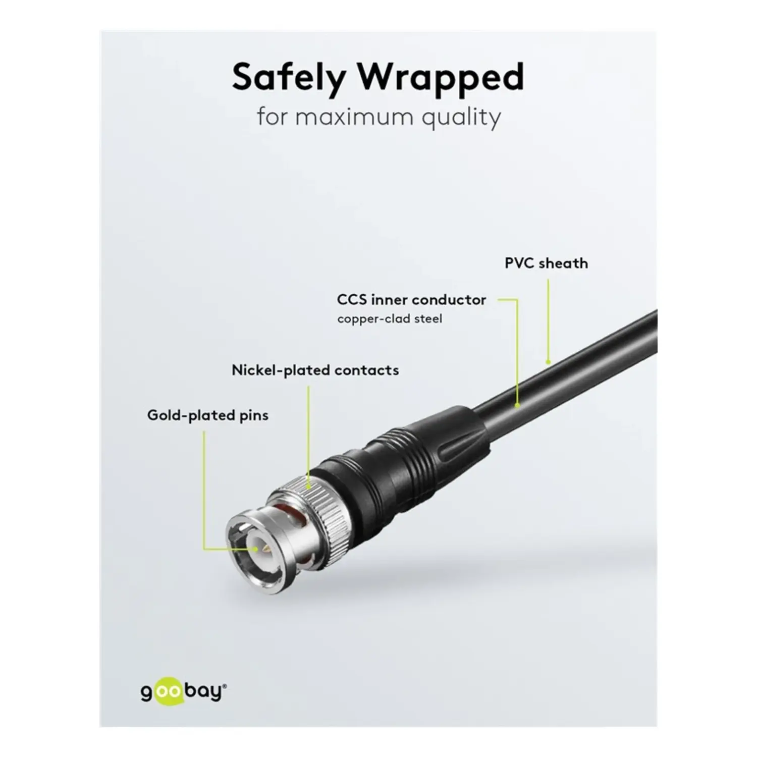 immagine Cavo Coassiale RG59 BNC 75 Ohm Doppia Schermatura Video 10mt Nero