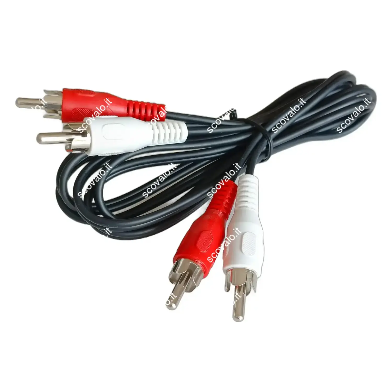 immagine cavo collegamento stereo audio 2 x spina rca nero 1,5 mt