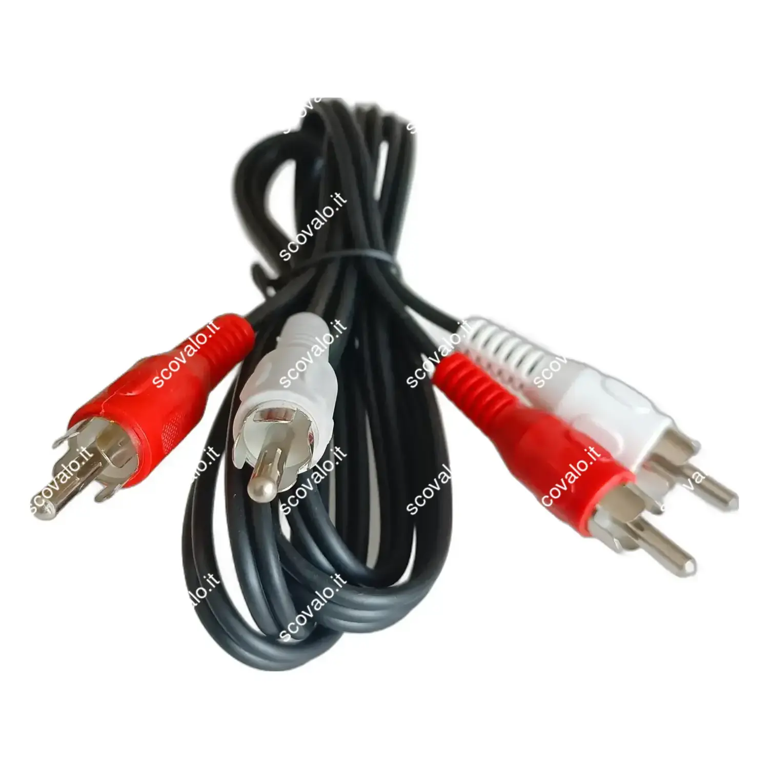 immagine cavo collegamento stereo audio 2 x spina rca nero 1,5 mt