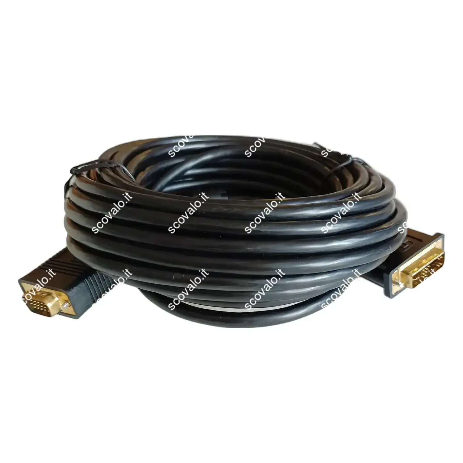 immagine cavo da dvi-i (12+5) a spina vga 15 pin hd placcato in oro   10 mt