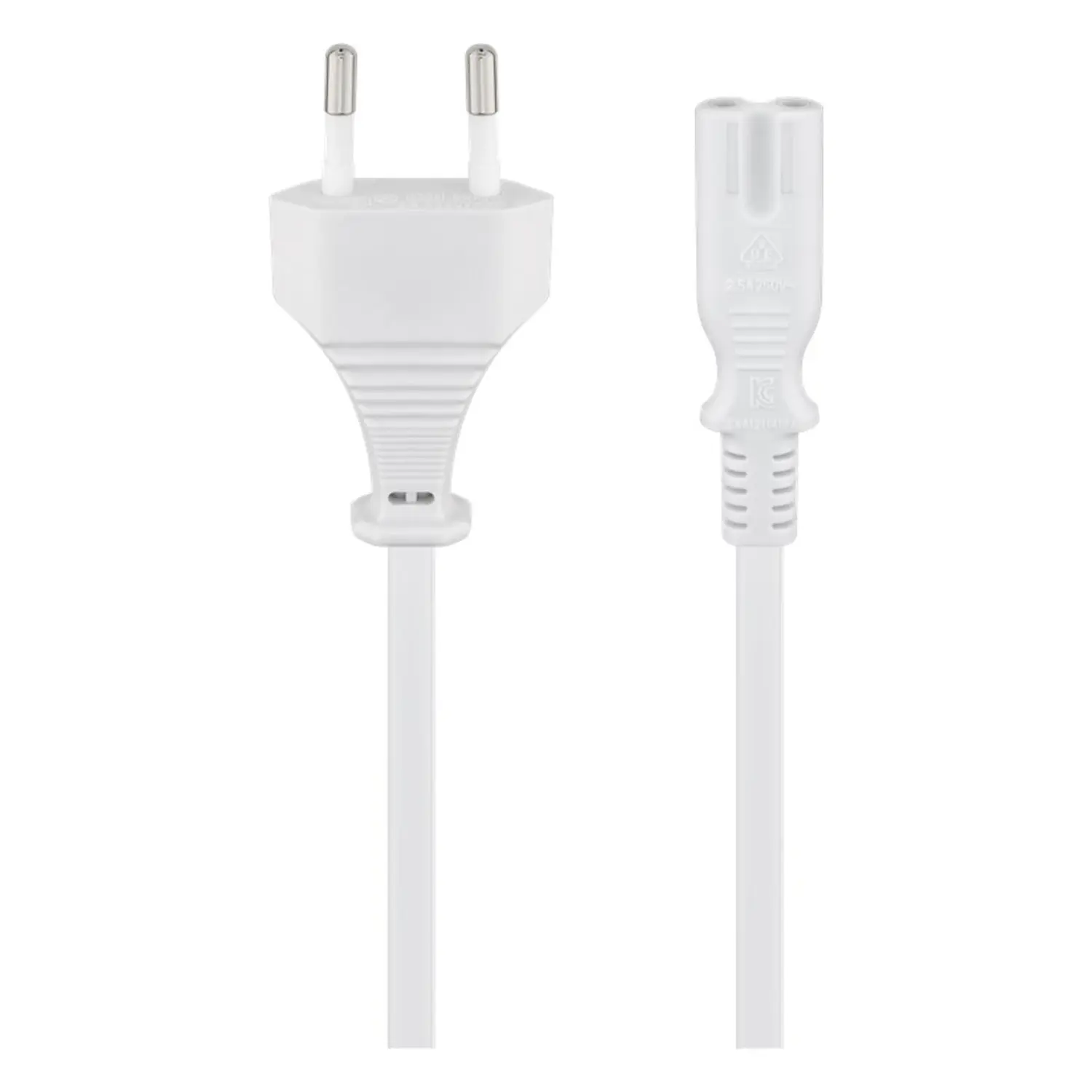 immagine cavo di alimentazione euro plug 2 solchi kema C7 videoregistratore bianco 1,8 mt