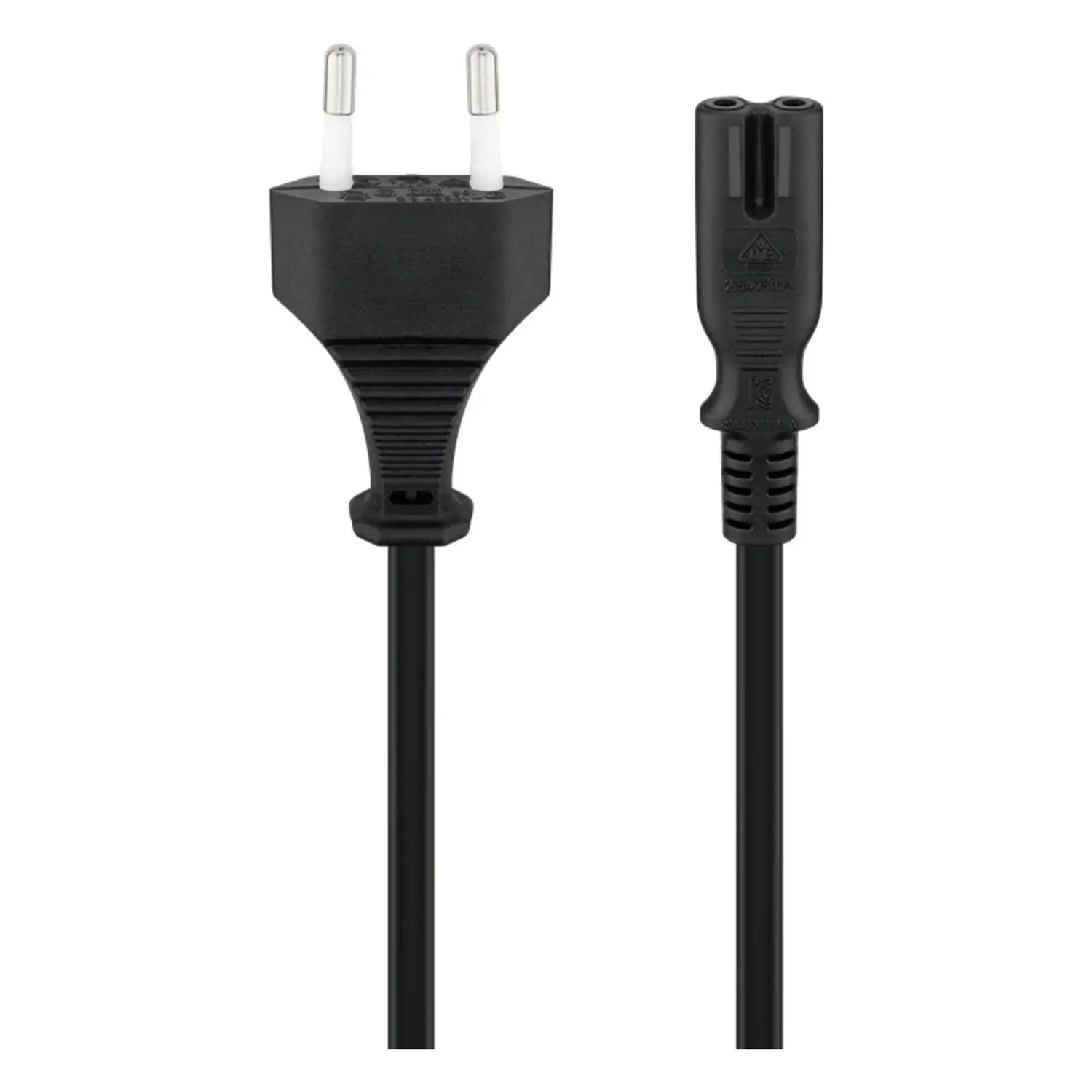 immagine del prodotto cavo di alimentazione euro plug 2 solchi kema C7 videoregistratore nero 1,5 mt