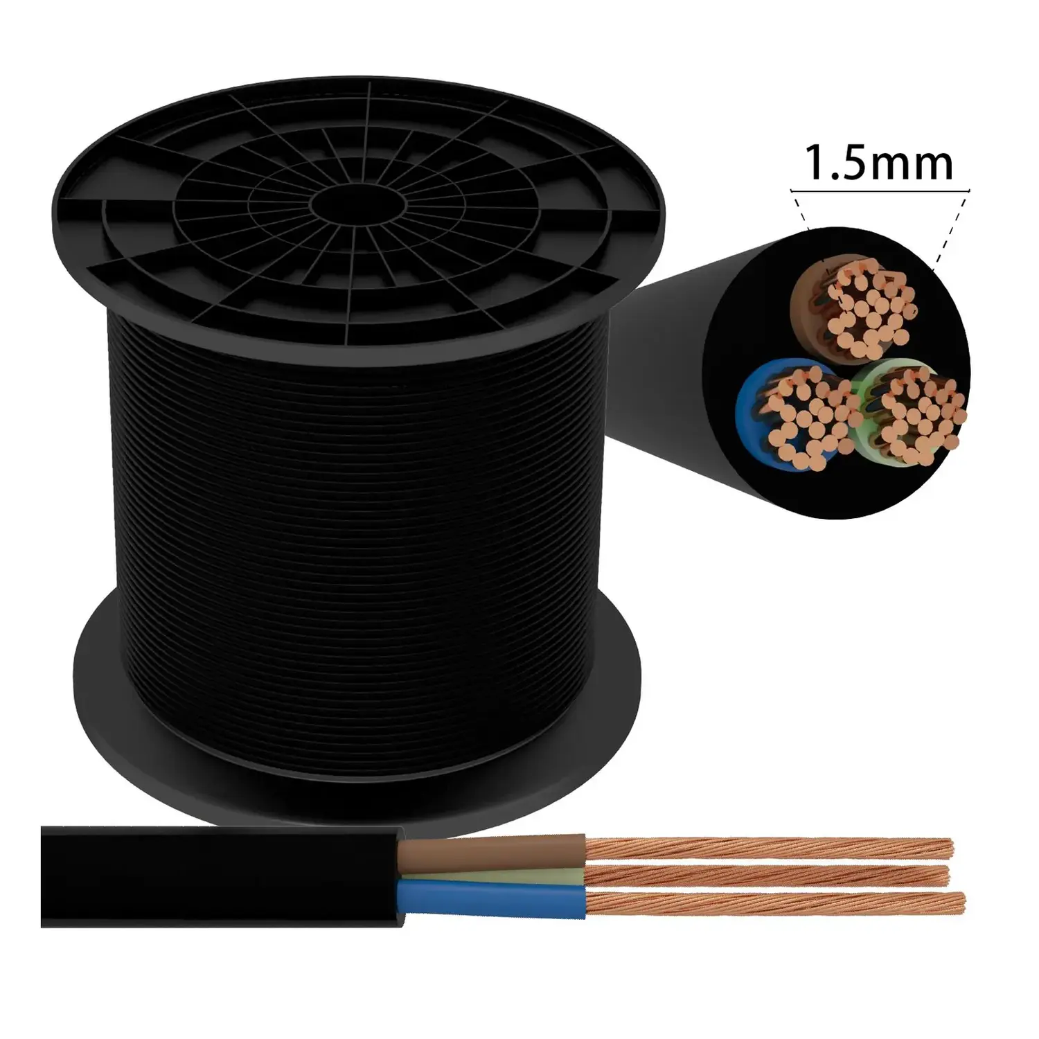 immagine del prodotto Cavo H05VV-F 3G1.5mm² 100m nero