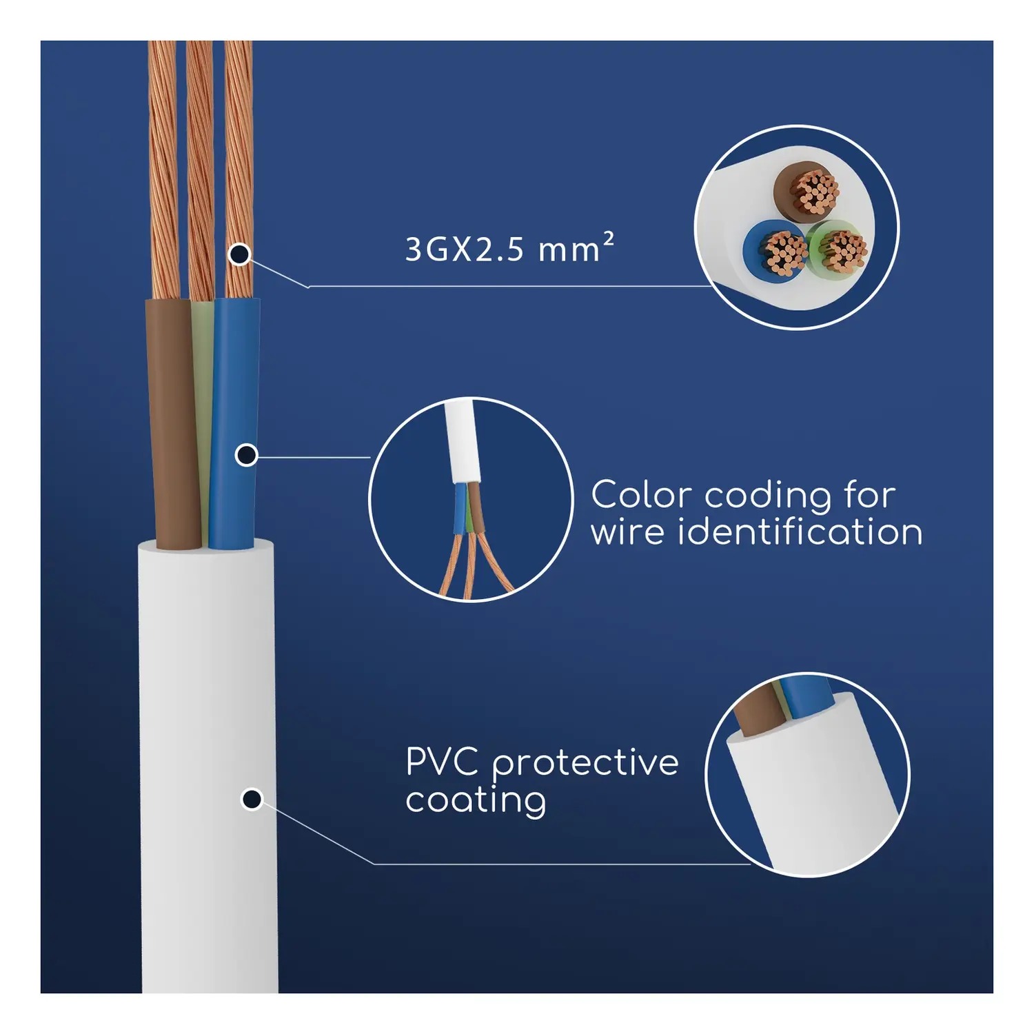 immagine Cavo H05VV-F 3G2.5mm² 50m bianco