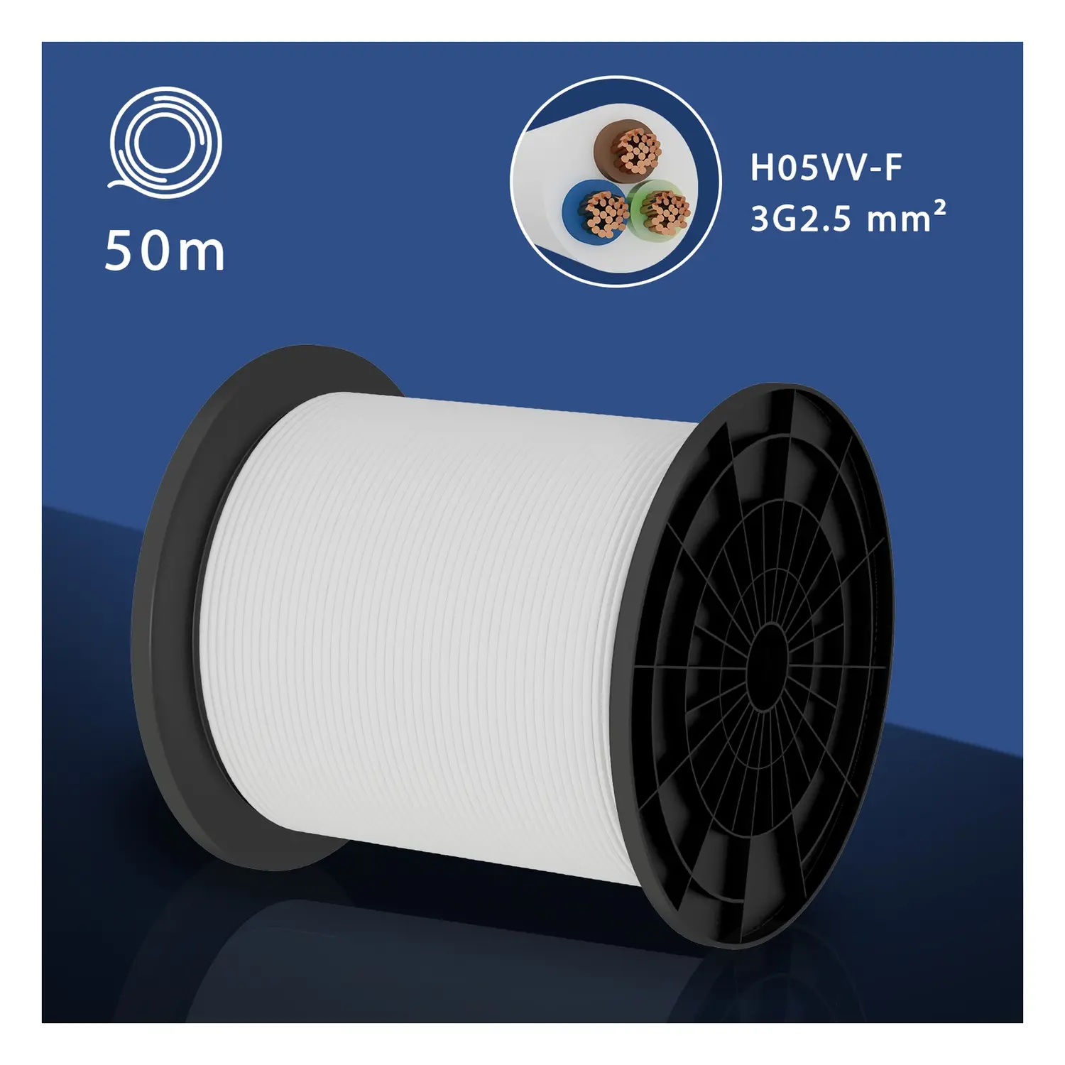 immagine Cavo H05VV-F 3G2.5mm² 50m bianco