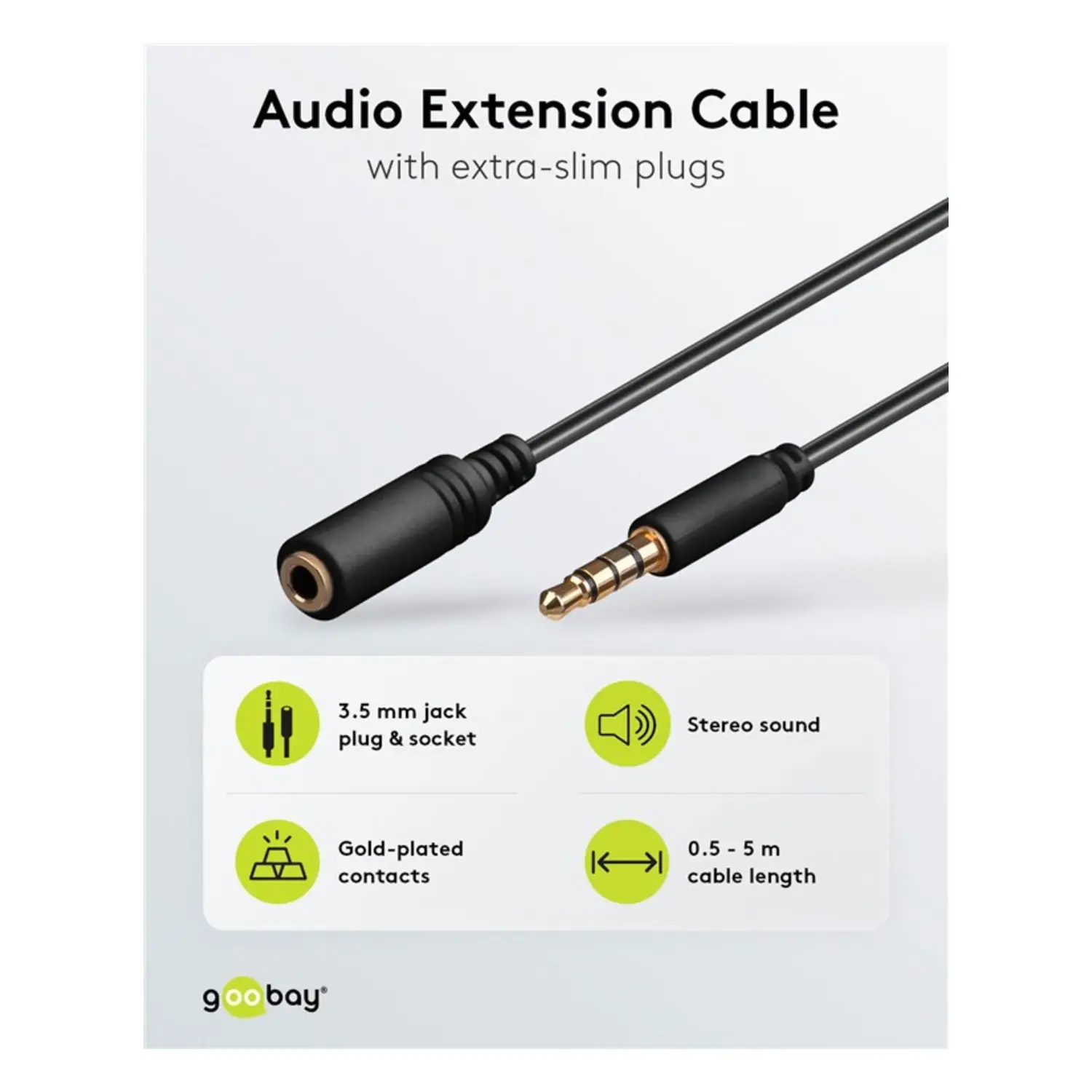 immagine Prolunga Audio Jack 3.5mm Stereo 3 Poli 4 Pin Slim 1m Nero CU