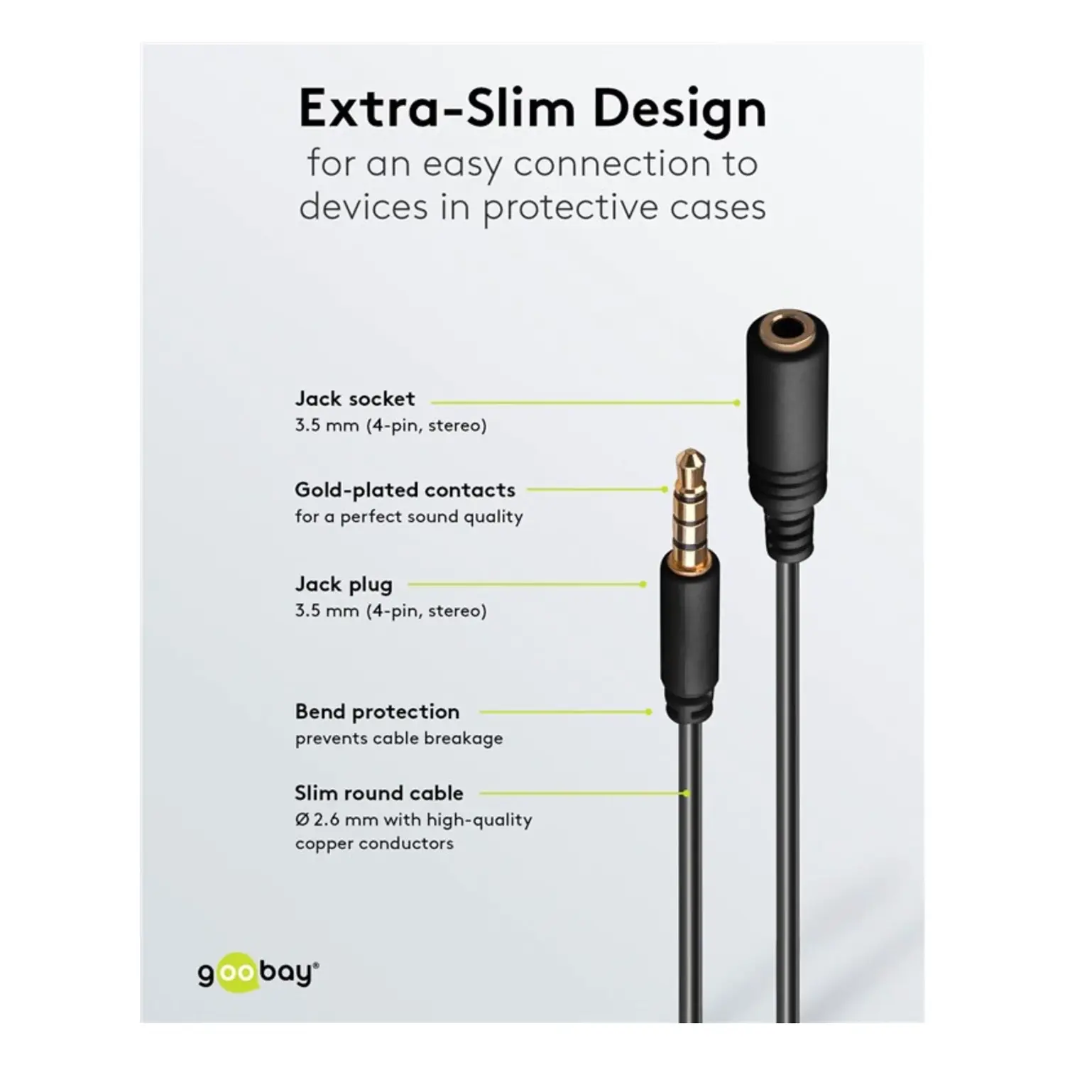 immagine Prolunga Audio Jack 3.5mm Stereo 3 Poli 4 Pin Slim 1m Nero CU