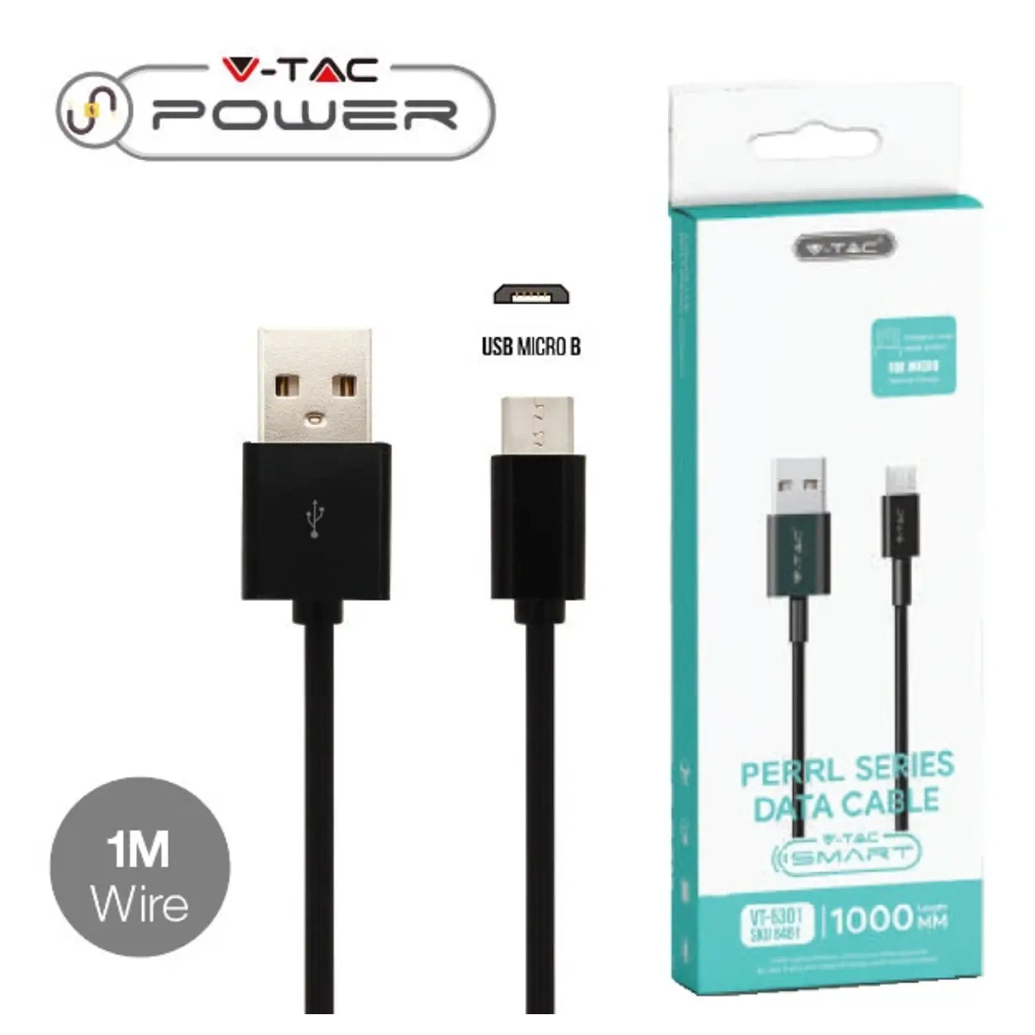 immagine del prodotto cavo usb a micro usb pearl series nero 1 mt