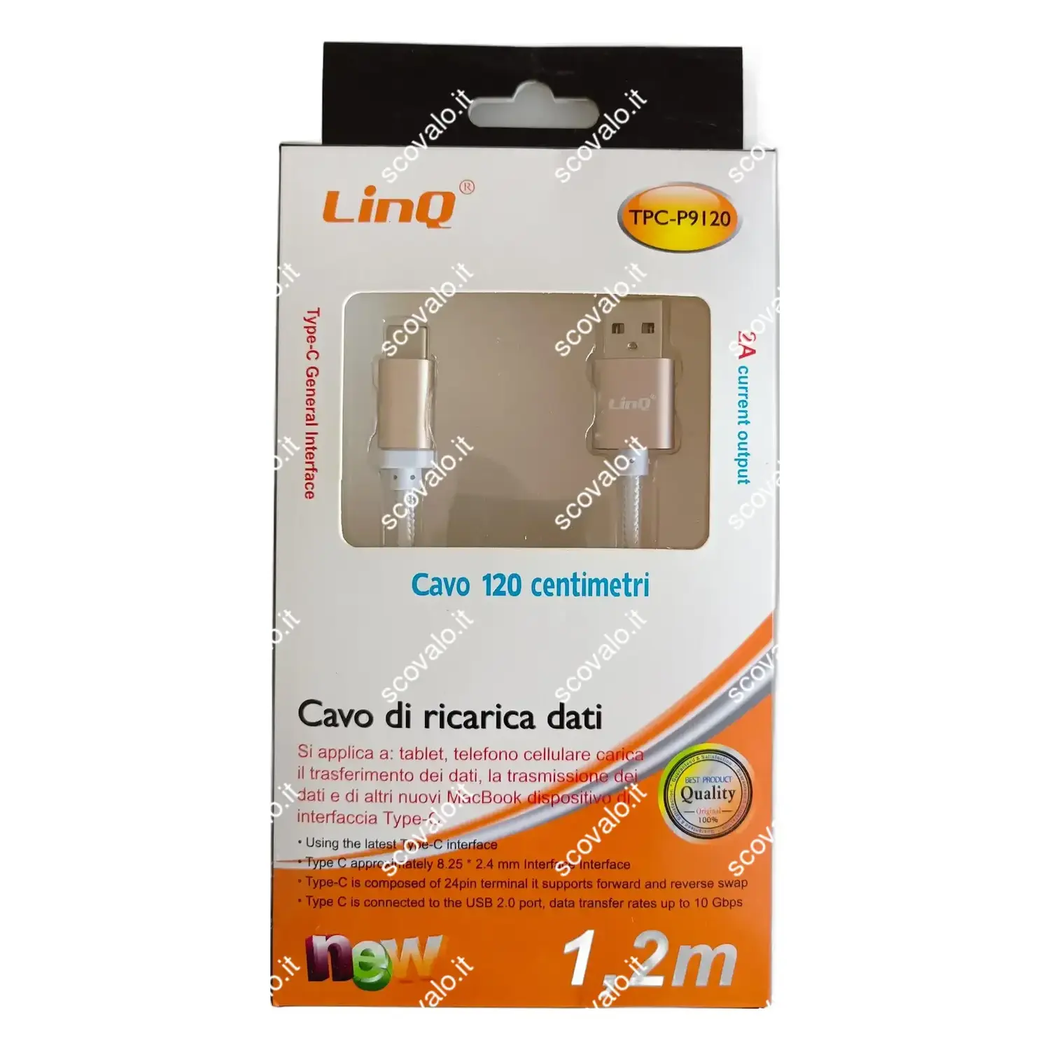 immagine cavo usb di ricarica dati da usb 2.0 a type c cavo intrecciato 1,2 mt