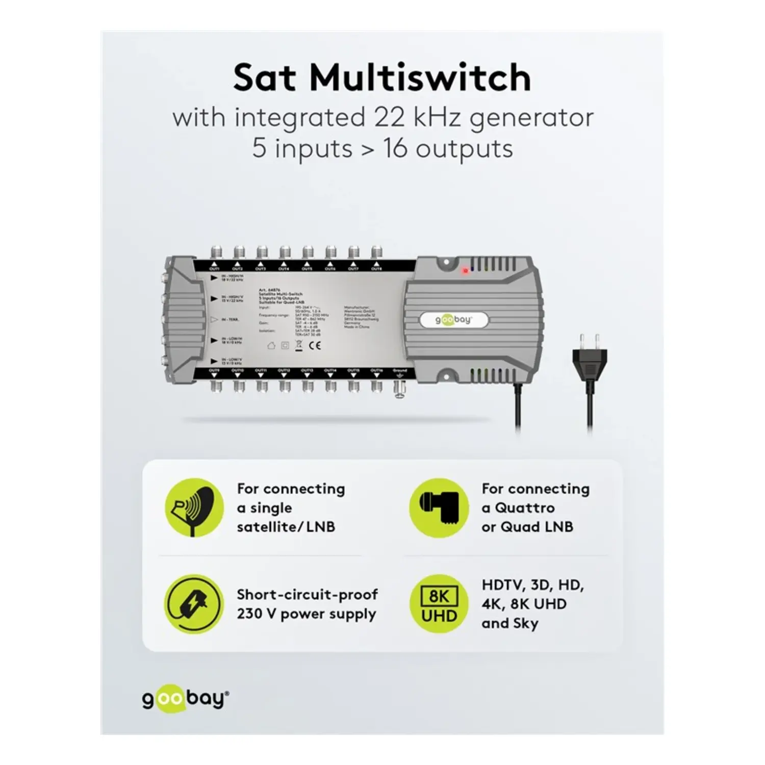 immagine centralina multiswitch lnb satellitare 5 ingressi 16 uscite