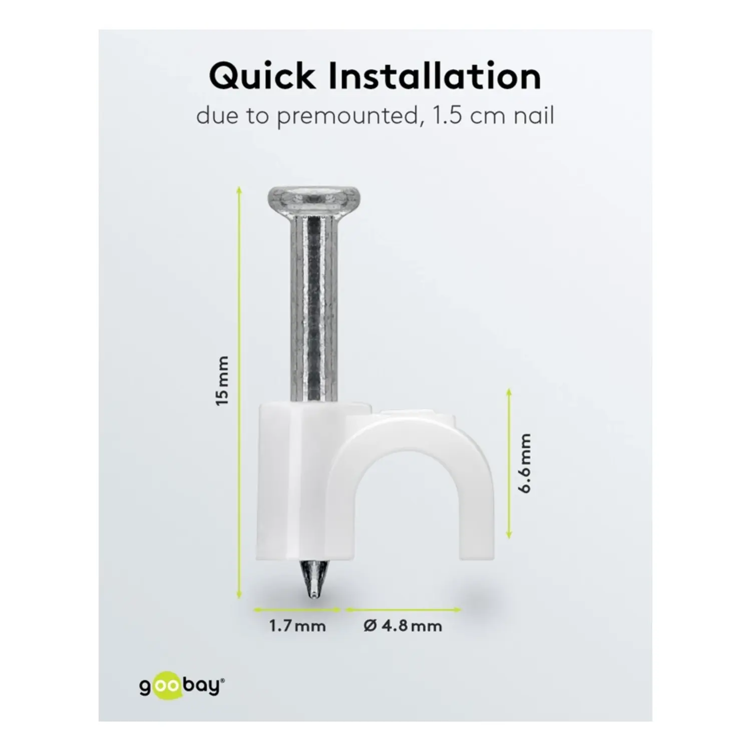 immagine Chiodini Fissacavo 5mm Bianco 100 Pezzi Box Plastica Chiodo Acciaio