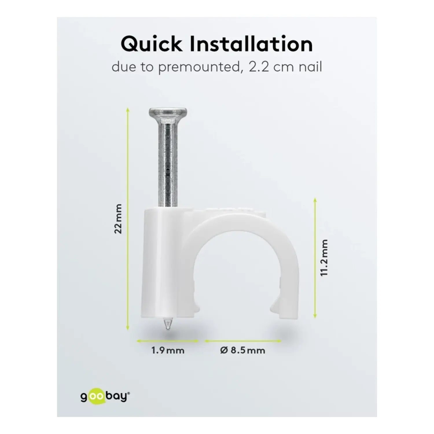 immagine Chiodini Fissacavo 9mm Bianco 100 Pezzi con Box Organizer per Cavi