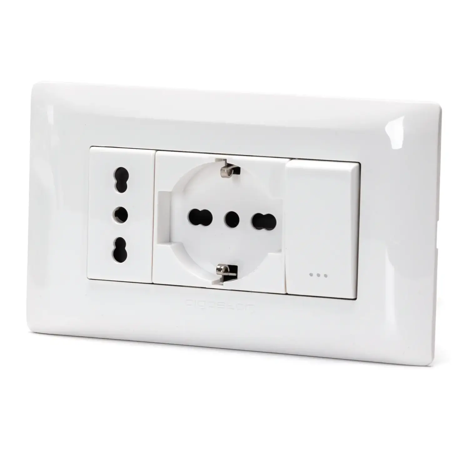 immagine del prodotto Combinazione interruttore a 2 vie + prese P17/11+P40 Serie ABM bianco