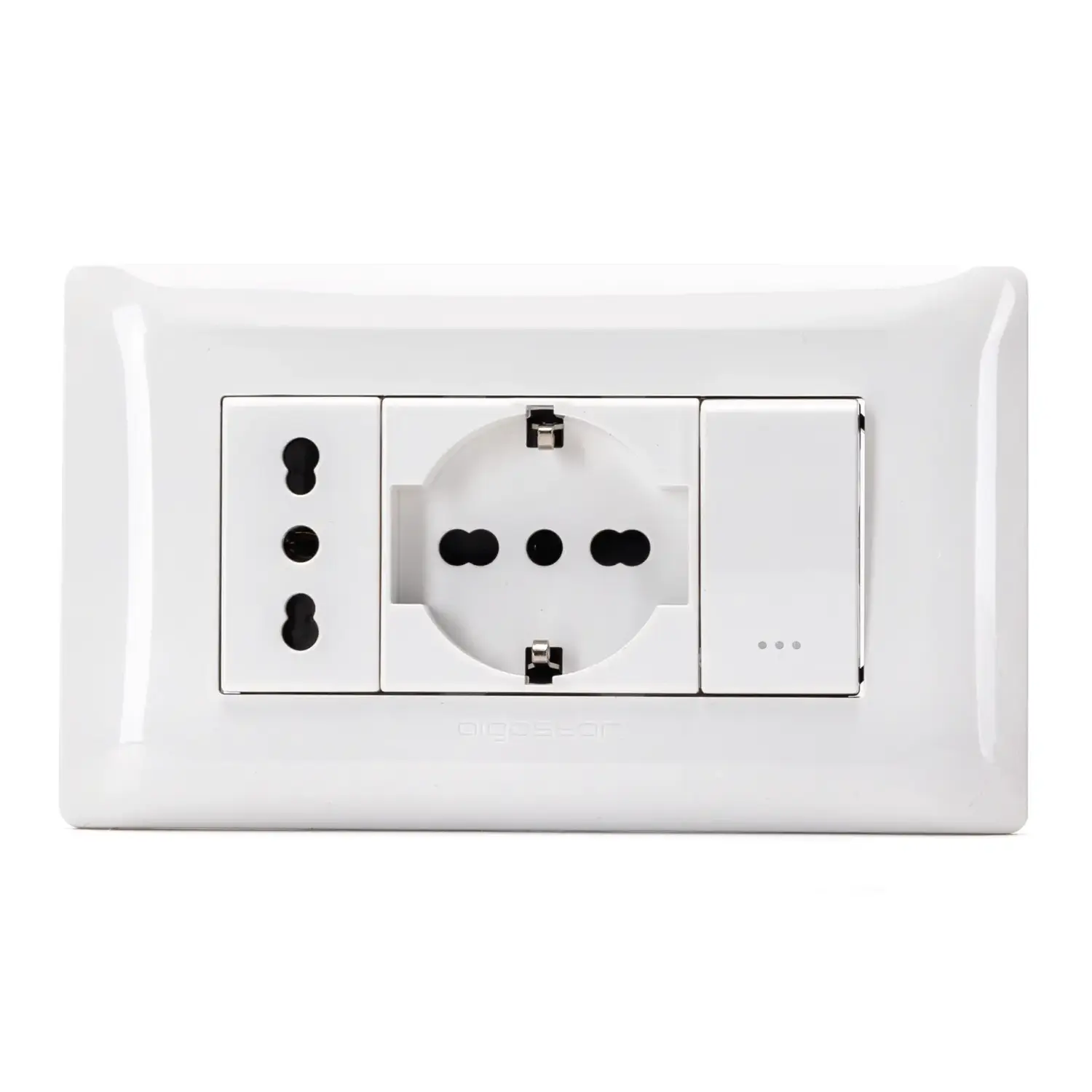 immagine Combinazione interruttore a 2 vie + prese P17/11+P40 Serie ABM bianco