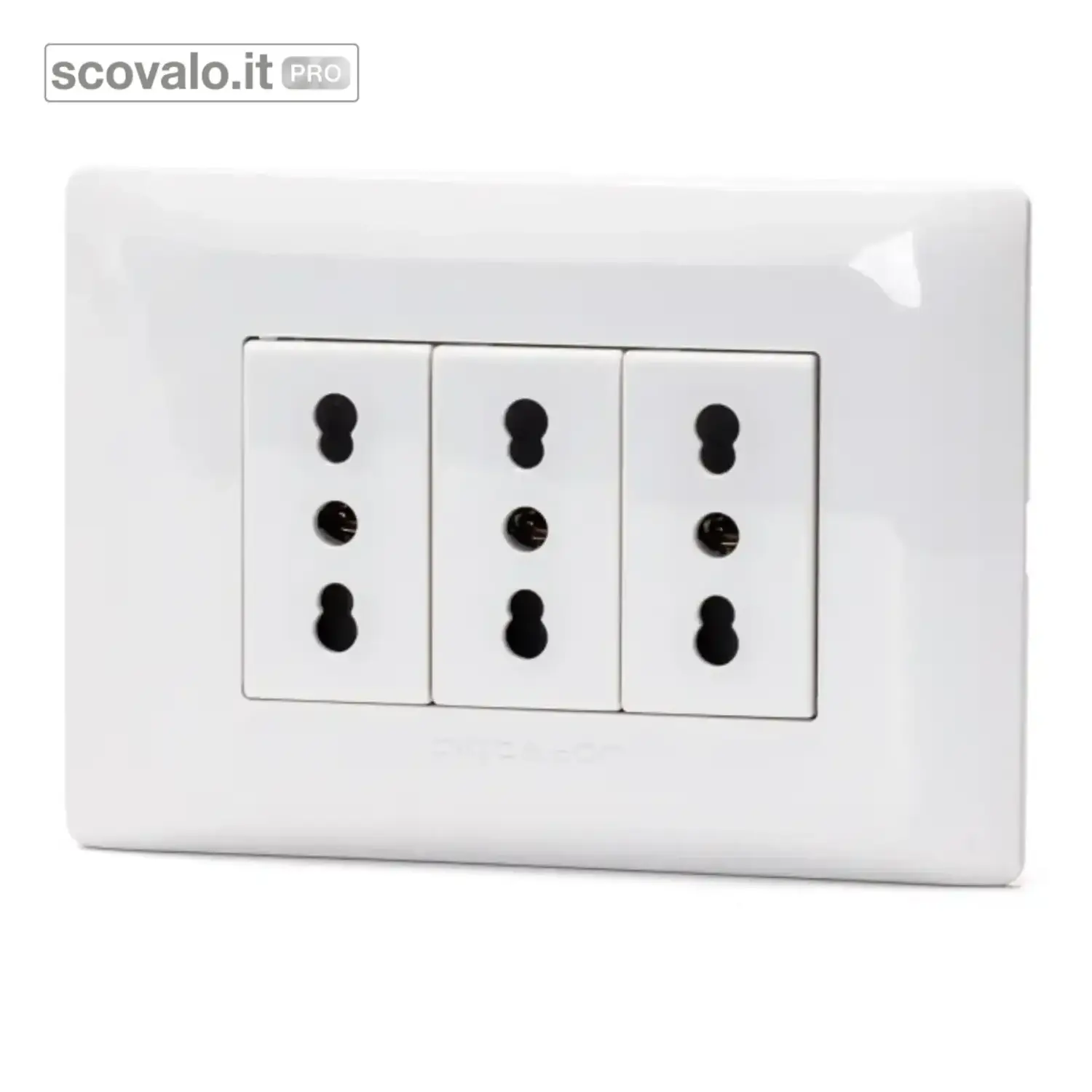 immagine del prodotto Placca con 3 Prese Bipasso 16A 250V Bianco Serie ABM Incasso 2P+E