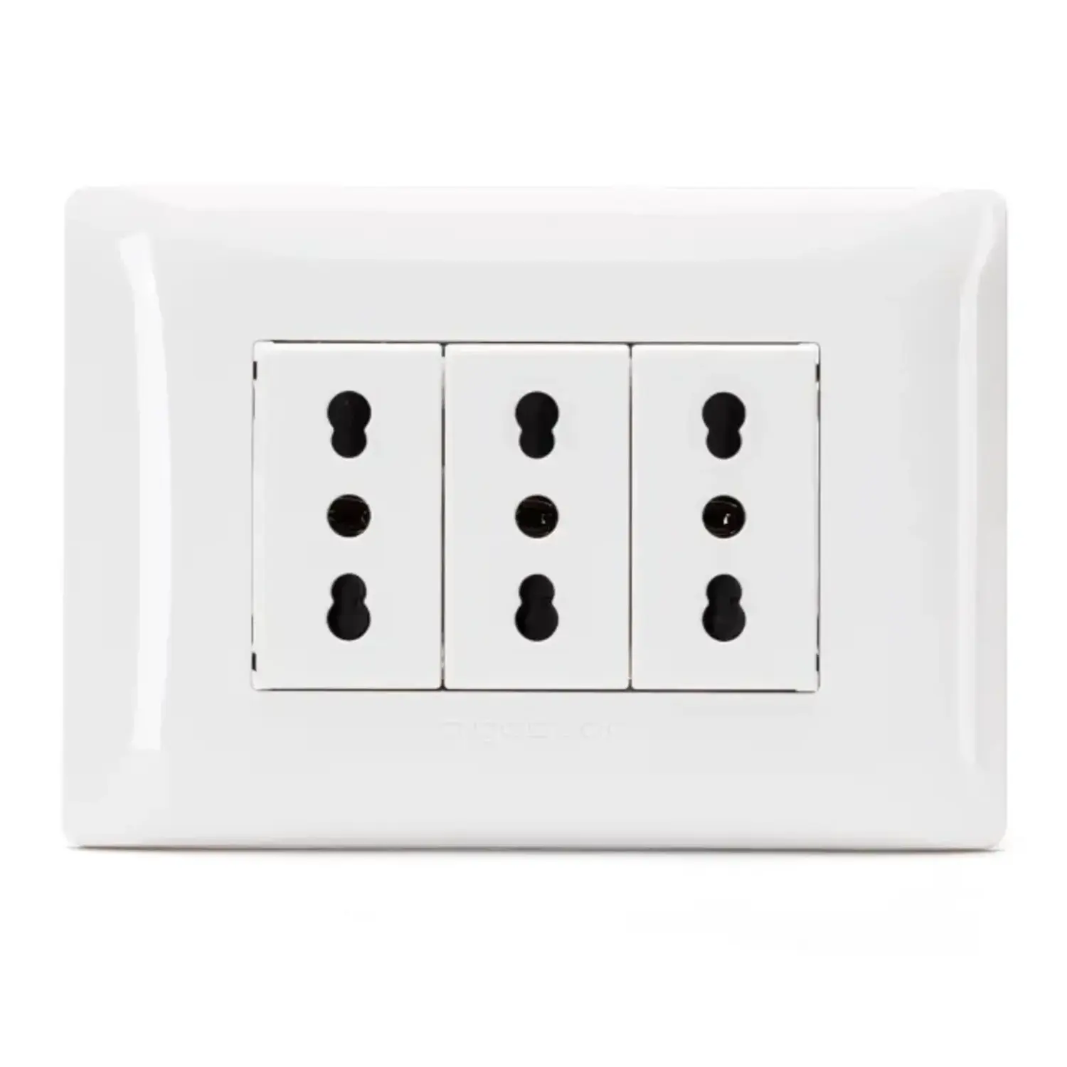 immagine Placca con 3 Prese Bipasso 16A 250V Bianco Serie ABM Incasso 2P+E