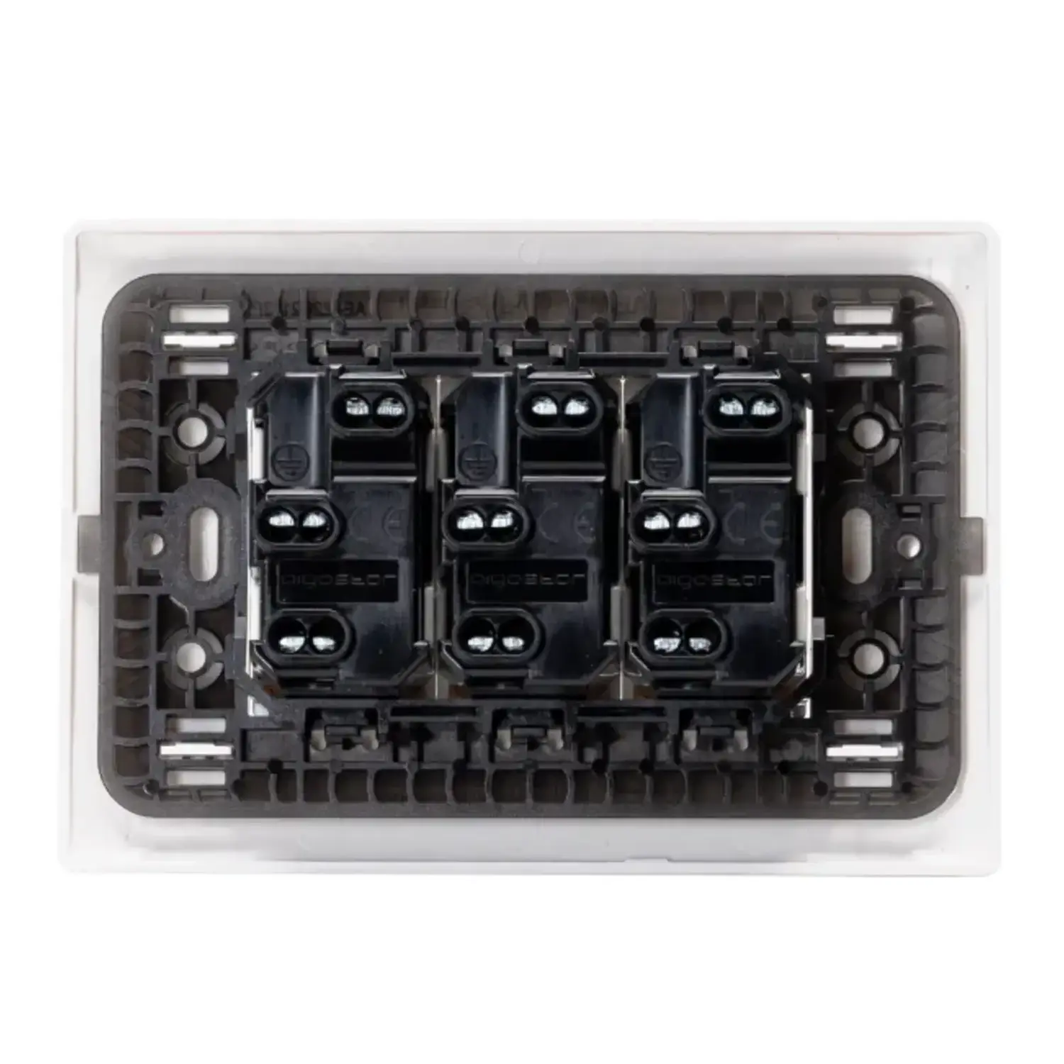 immagine Placca con 3 Prese Bipasso 16A 250V Bianco Serie ABM Incasso 2P+E