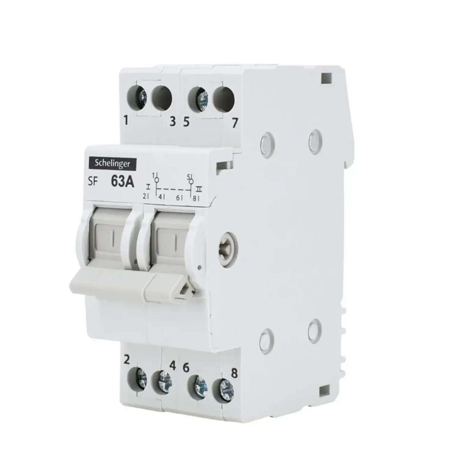 immagine del prodotto commutatore bipolare selettore barra din 1-0-2 63A 230v solare 2 poli