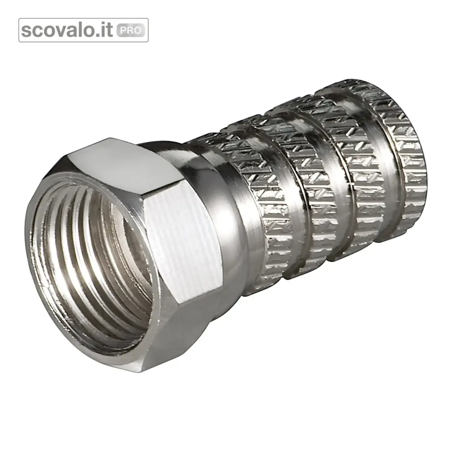 immagine del prodotto Connettore F Antenna Spina Rame 4mm con Grande Dado per Satellitare