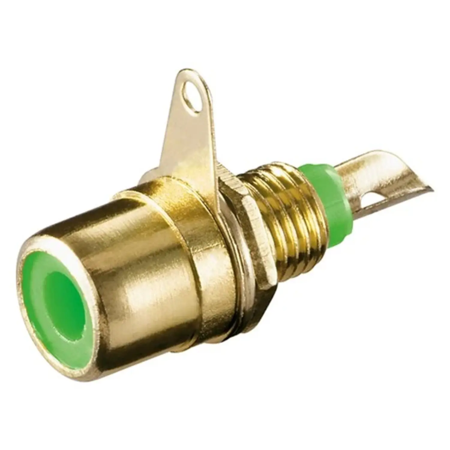 immagine connettore presa rca da pannello placcata in oro di metallo verde wnt 11317