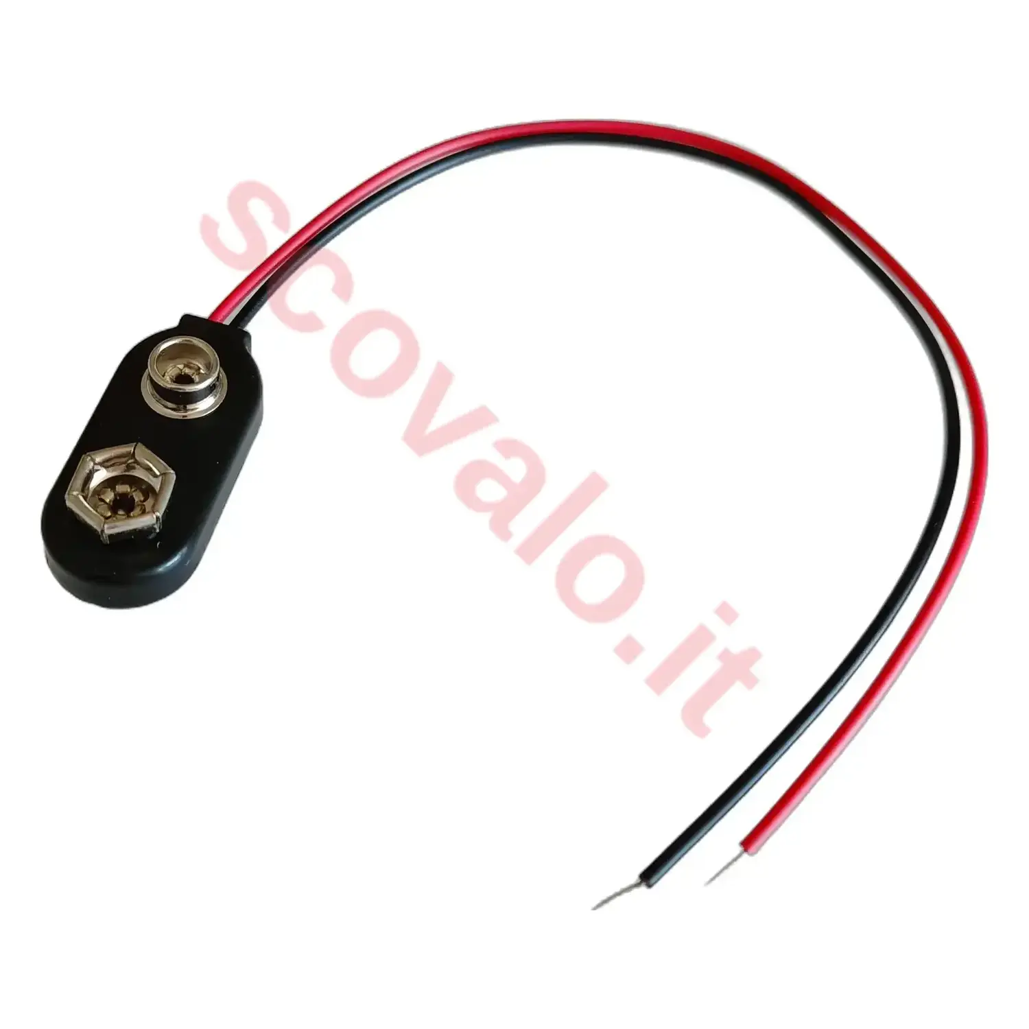 immagine connettore rosso nero clip per batteria transistor 9 volt con cavo