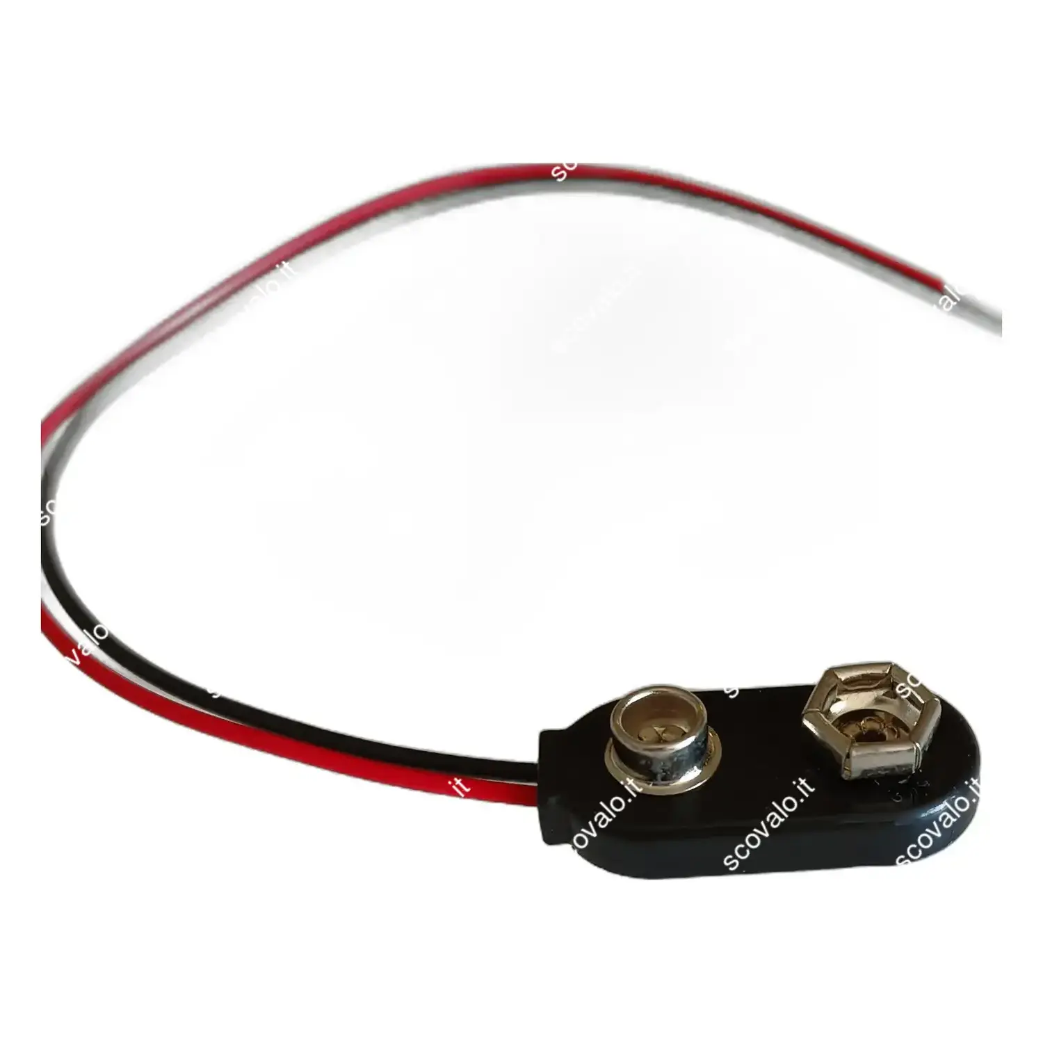 immagine connettore rosso nero clip per batteria transistor 9 volt con cavo