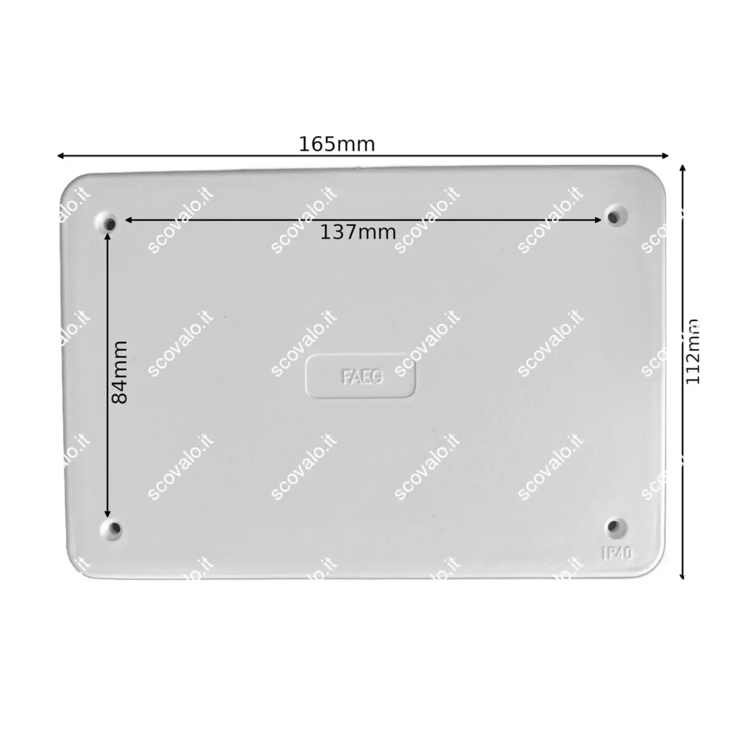 immagine coperchio cassetta elettrica di derivazione bianco 165x112mm