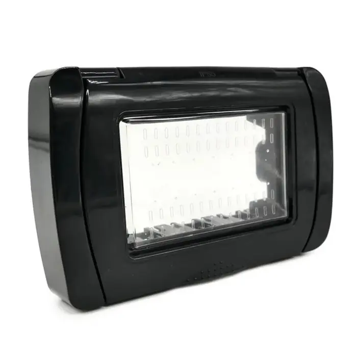 immagine supporto elettrico idrobox compatibile livinglight stagno nero 3 fori