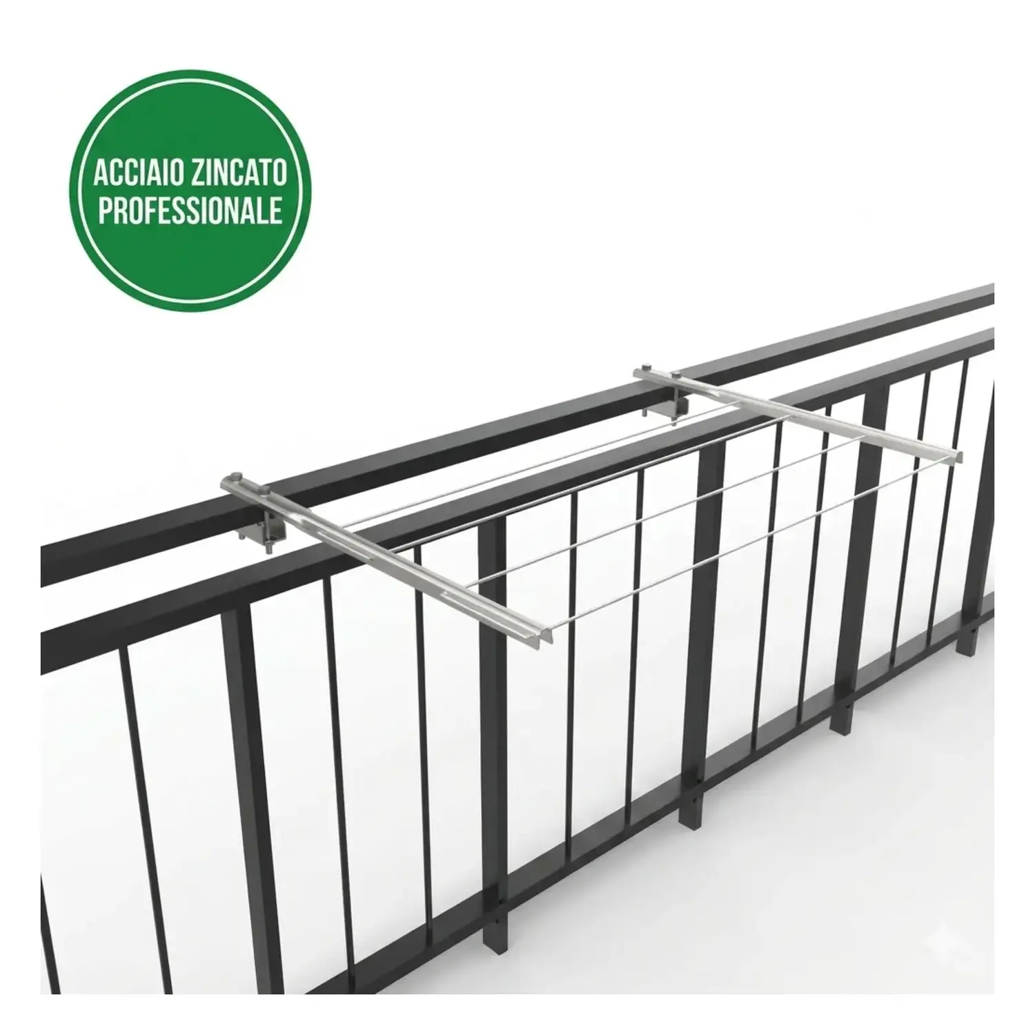 immagine del prodotto Coppia Bracci Stendibiancheria PROFESSIONAL da Ringhiera - Acciaio Zincato