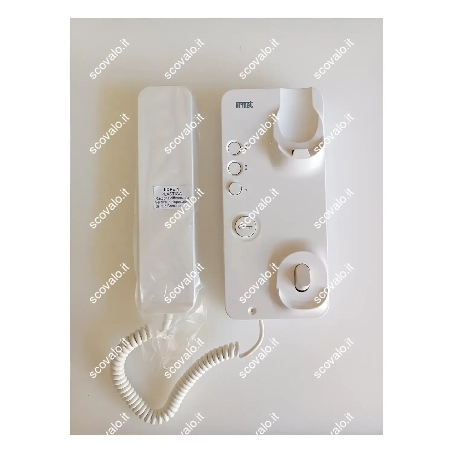 immagine cornetta citofonica urmet 1150/1 apriporta bianco miro tasto aggiuntivo