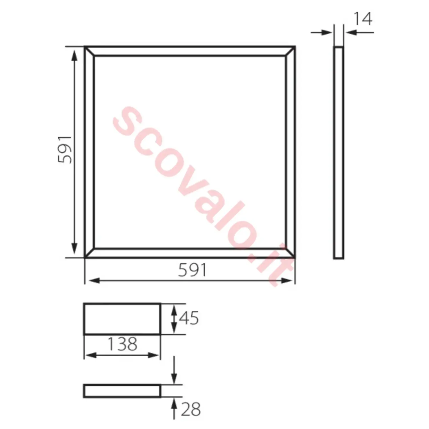 immagine cornice plafoniera led incasso 60x60 pannello 40 watt bianco freddo