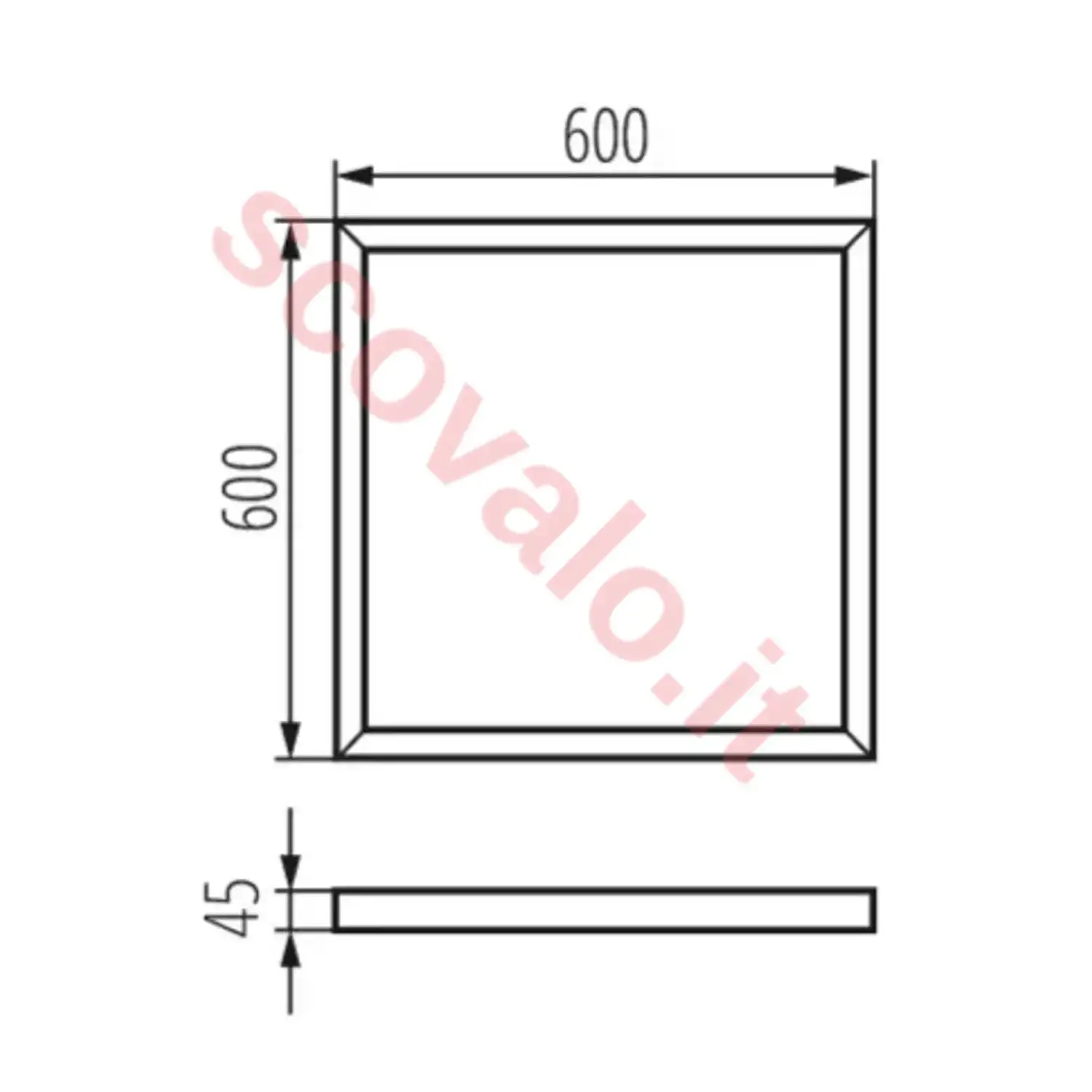 immagine cornice supporto telaio montaggio pannello led 60x60 cm nero