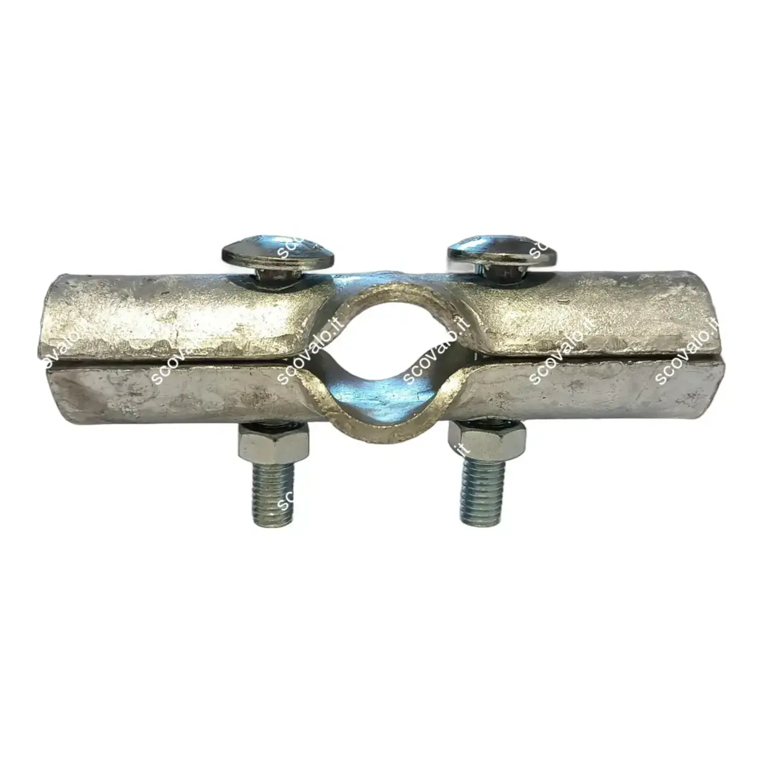 immagine crocera a 2 bulloni per tubolare serra zincato 1/2" 21mm