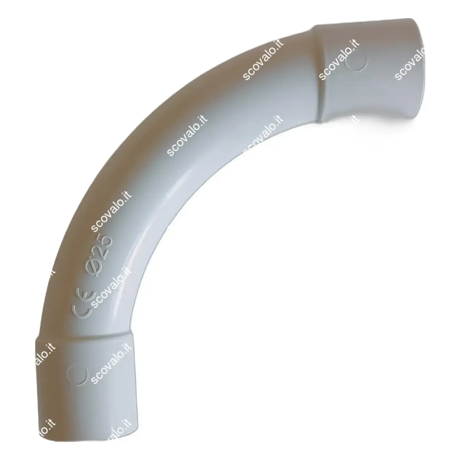 immagine curva 90° per tubo rigido impianto elettrico da parete esterno 25 mm ip20