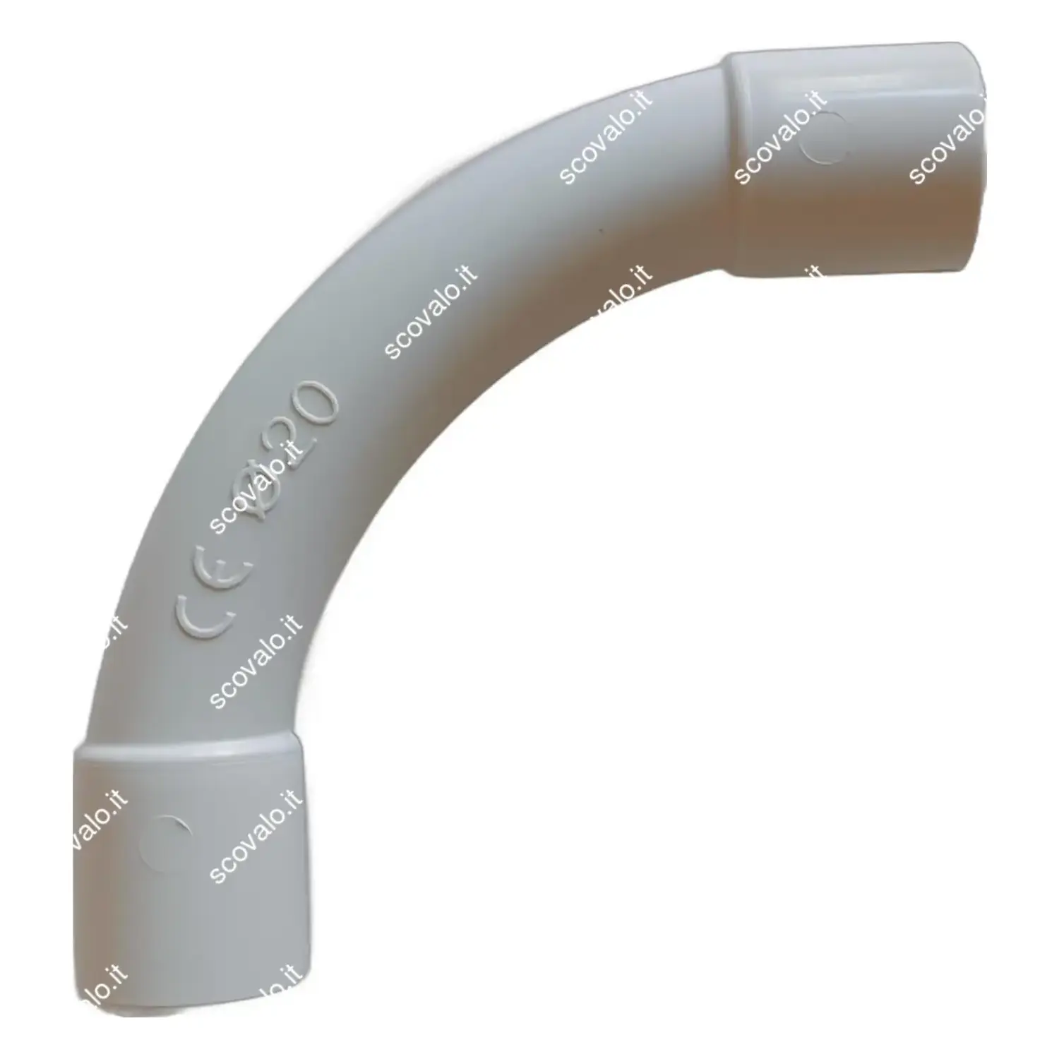 immagine curva 90° per tubo rigido impianto elettrico da parete esterno 20 mm ip20