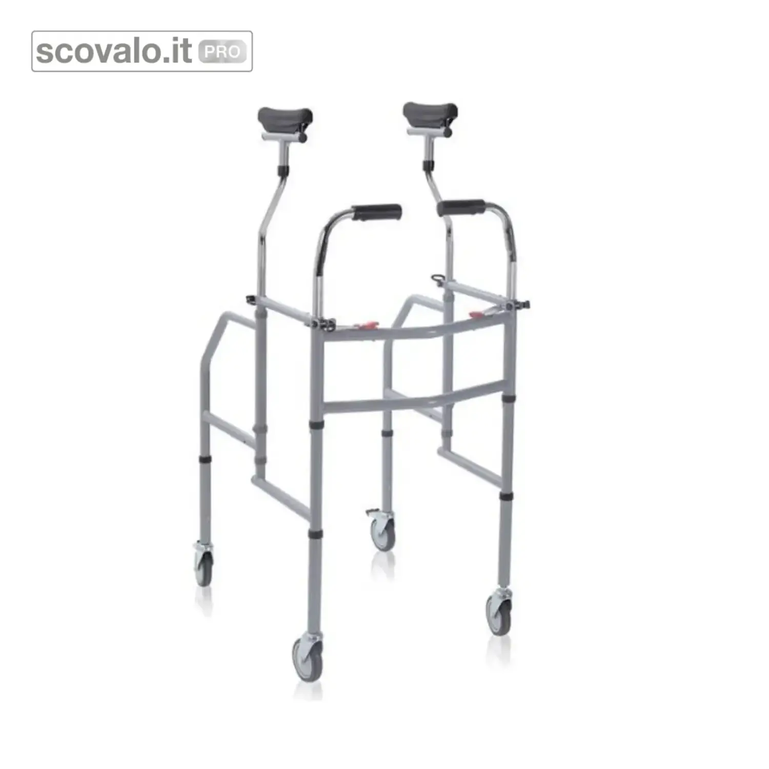 immagine del prodotto Deambulatore Ascellare Pieghevole Acciaio - Ruote Piroettanti-113-153cm | Usato