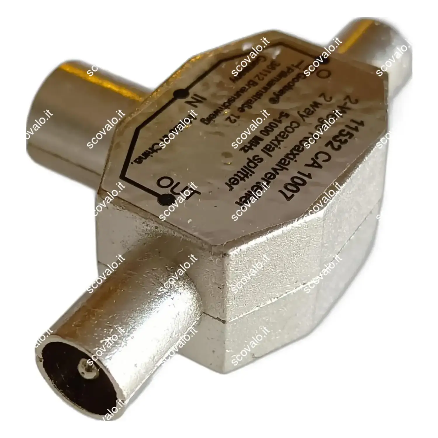 immagine derivatore antenna tv splitter da presa a doppia spina 9.5 mm  femmina