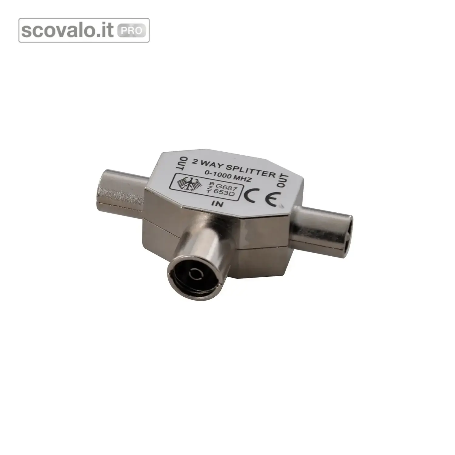 immagine del prodotto Splitter Antenna TV Derivatore 2 Uscite 9.5 mm Femmina Metallo Coassiale