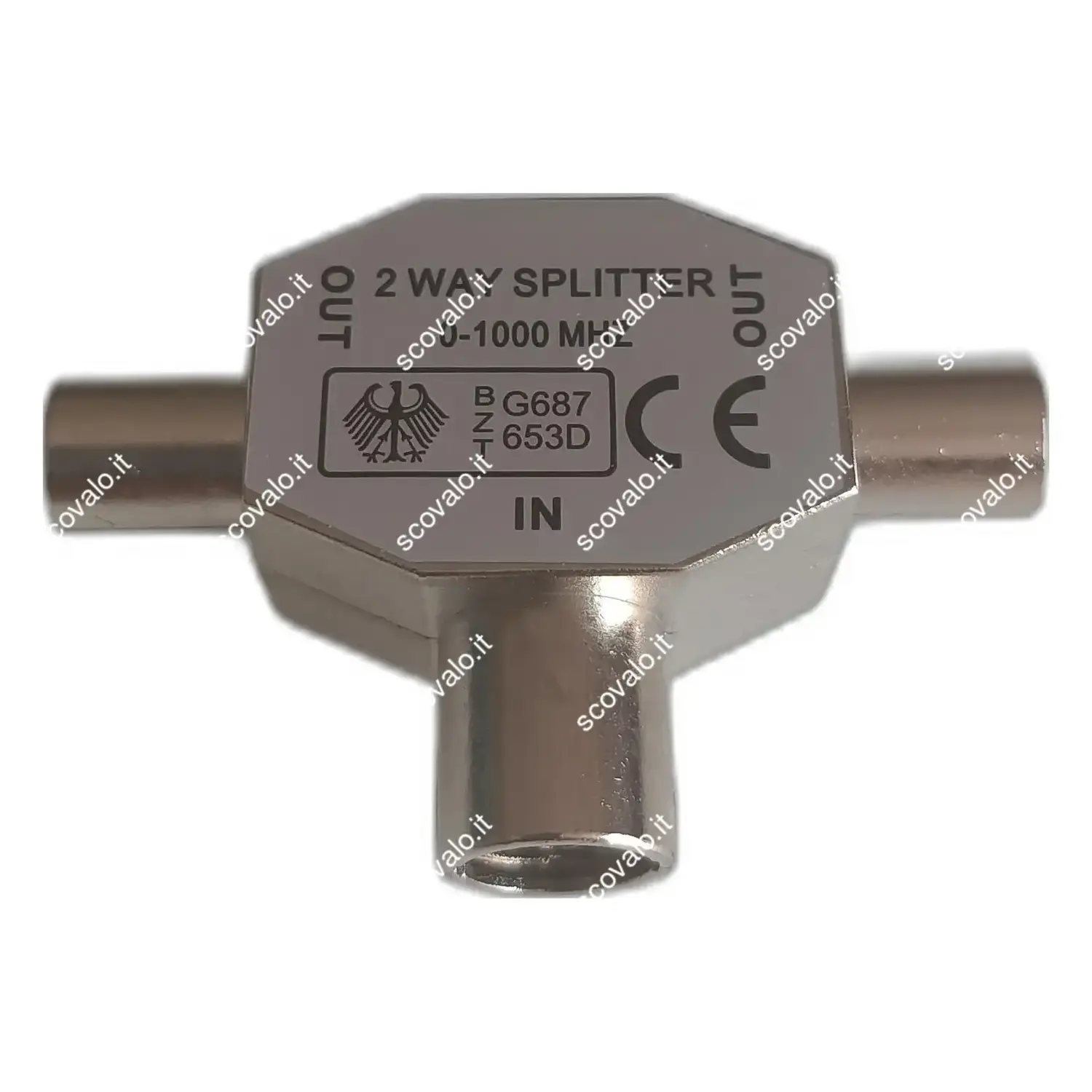 immagine Splitter Antenna TV Derivatore 2 Uscite 9.5 mm Femmina Metallo Coassiale