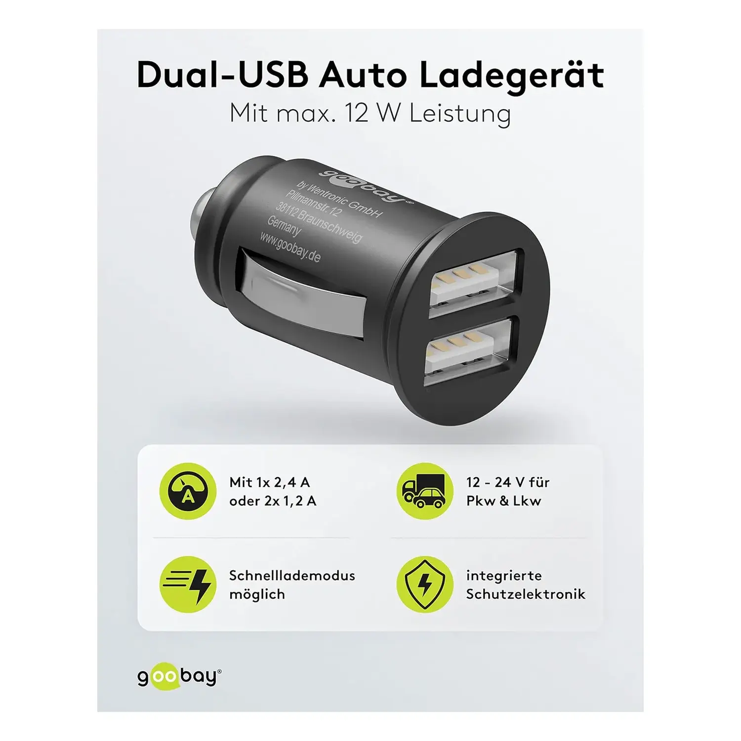 immagine caricatore  adattatore porta usb auto camion macchina accendisigari 12-24v  12 watt