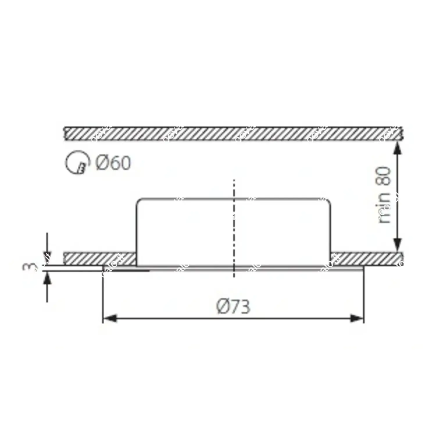 immagine faretto incasso per mobili alogeno g4 ottone opaco fisso foro 60 mm